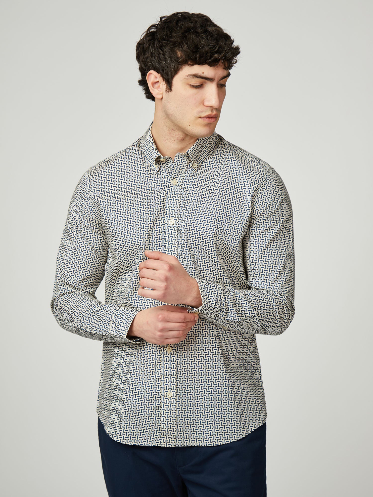 Ben Sherman - Split Spot Print LS Shirt - Fog