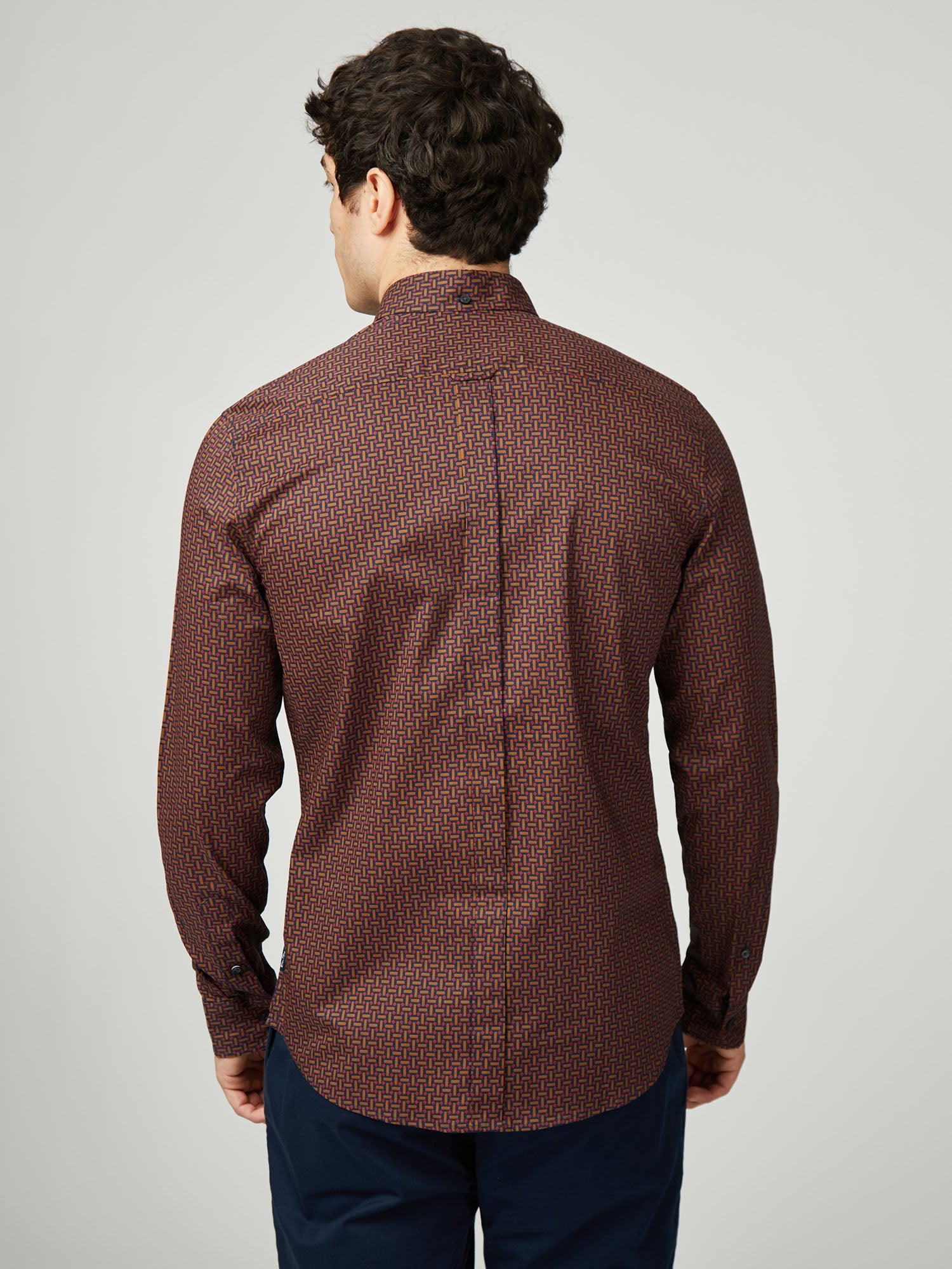 Ben Sherman - Split Spot Print LS Shirt - Brown