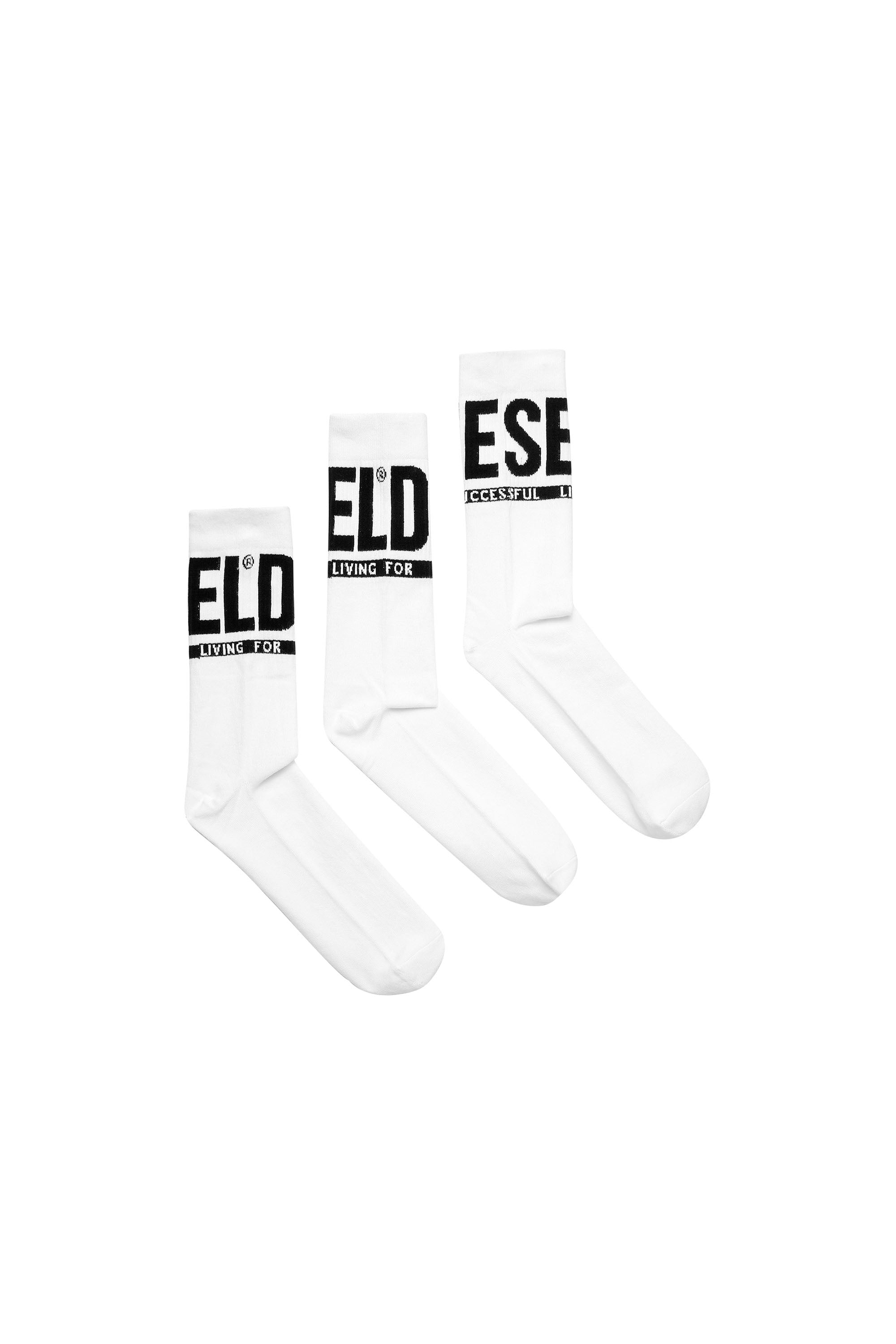 Diesel - SKM-Ray-Three-Pack-Cushioned Socks - White/Black