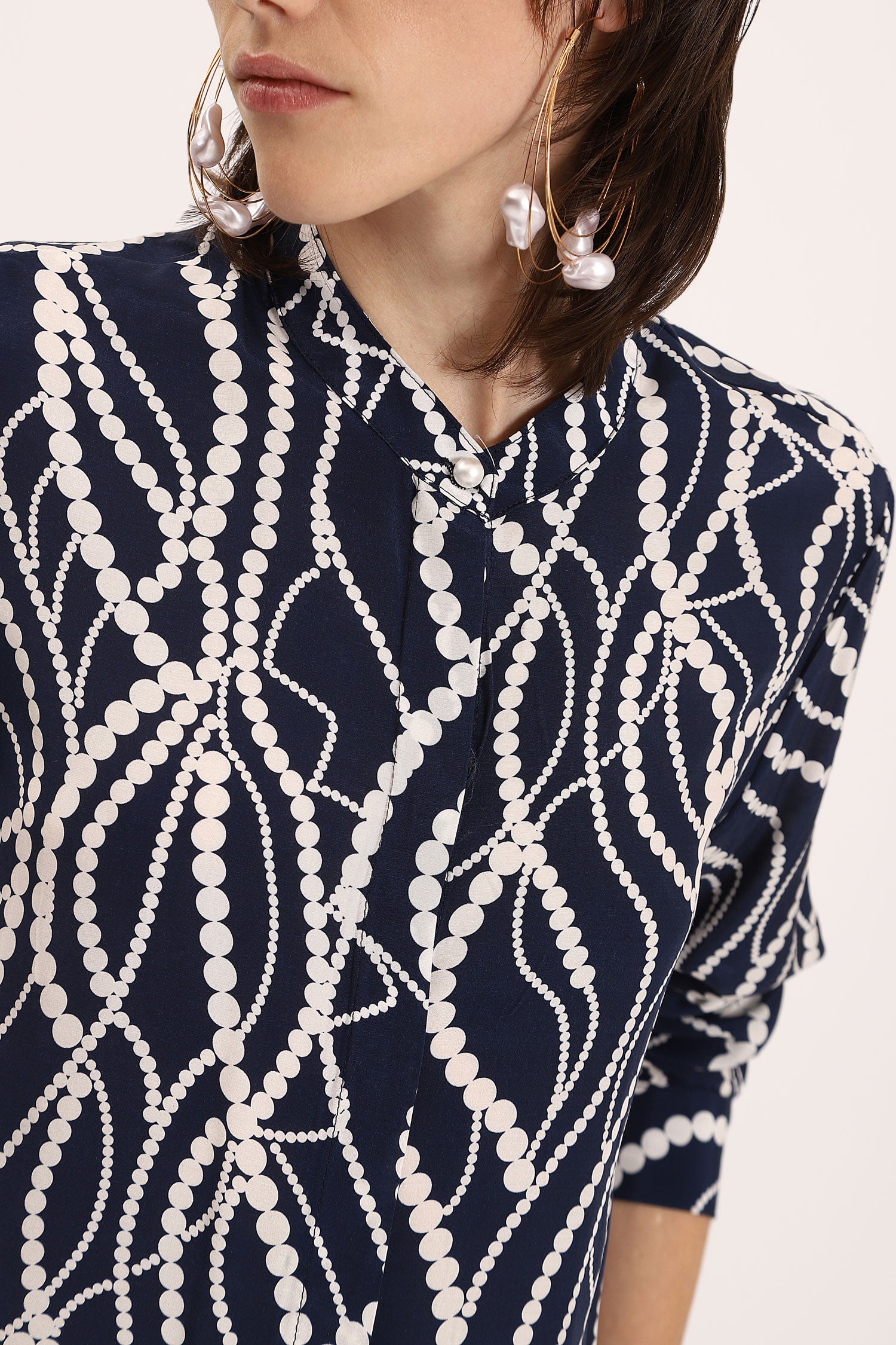 Dixie - Pearl Print LS Blouse - Blu