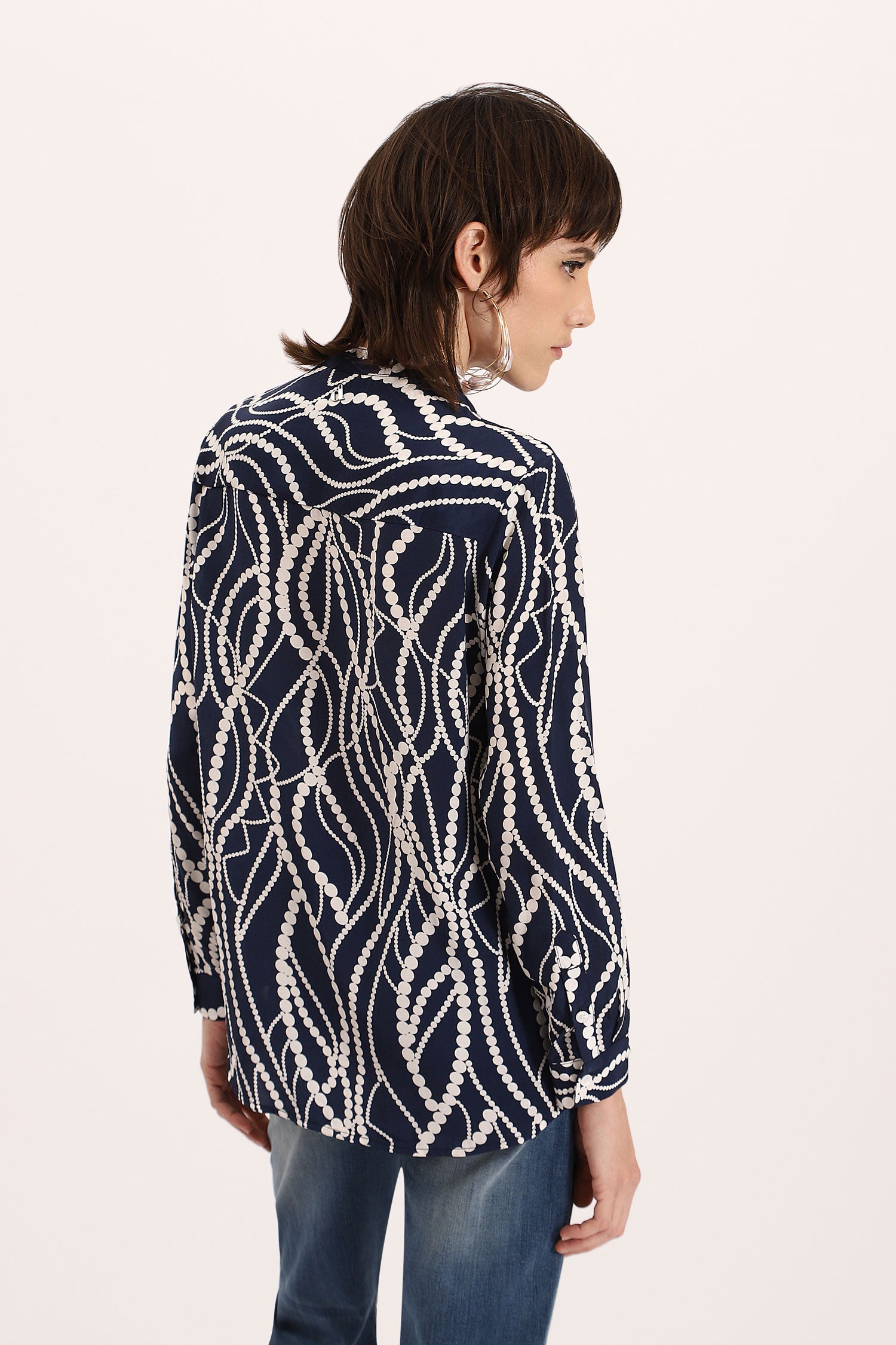 Dixie - Pearl Print LS Blouse - Blu