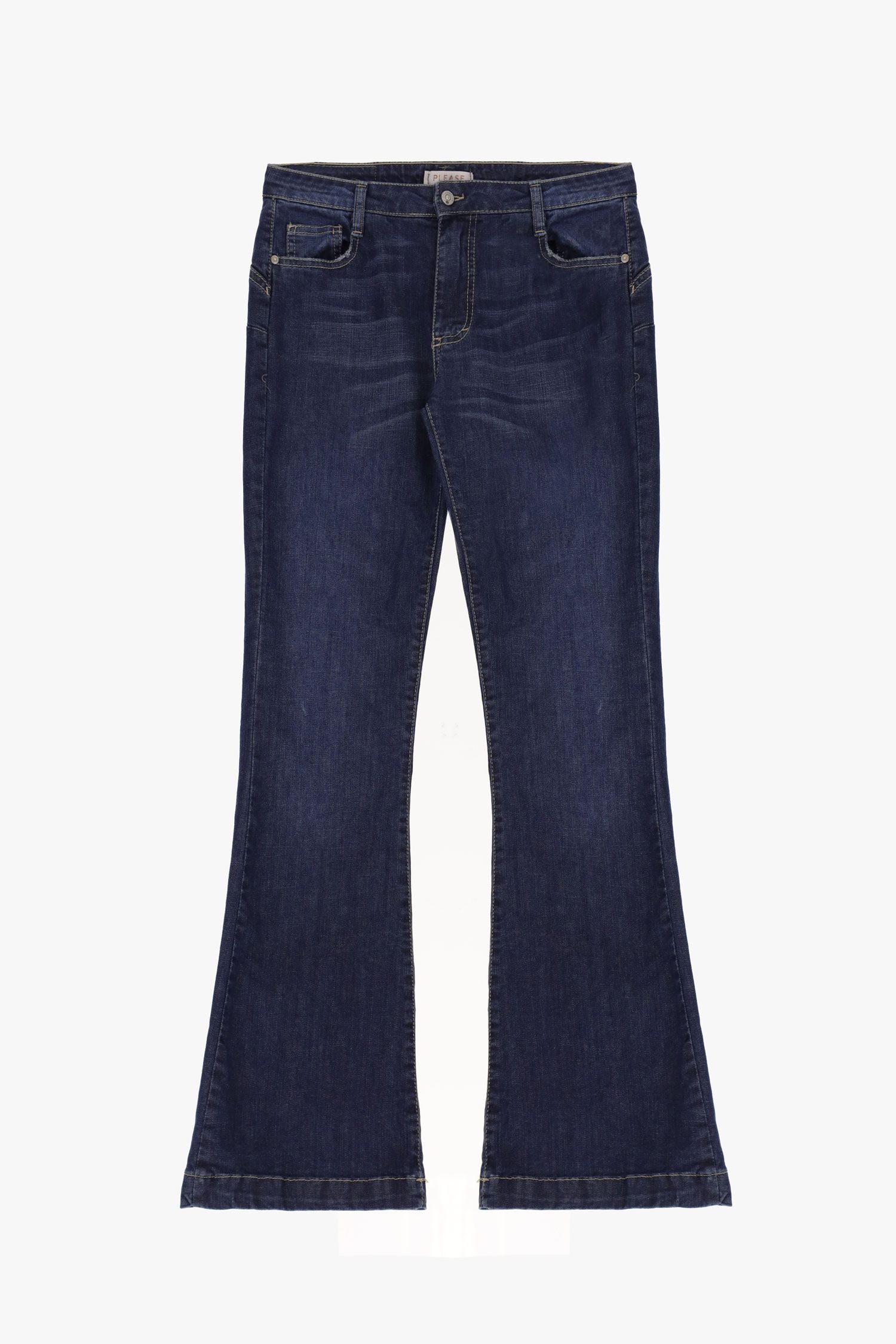 Please - Flared Low-Rise Jean - Blu Denim