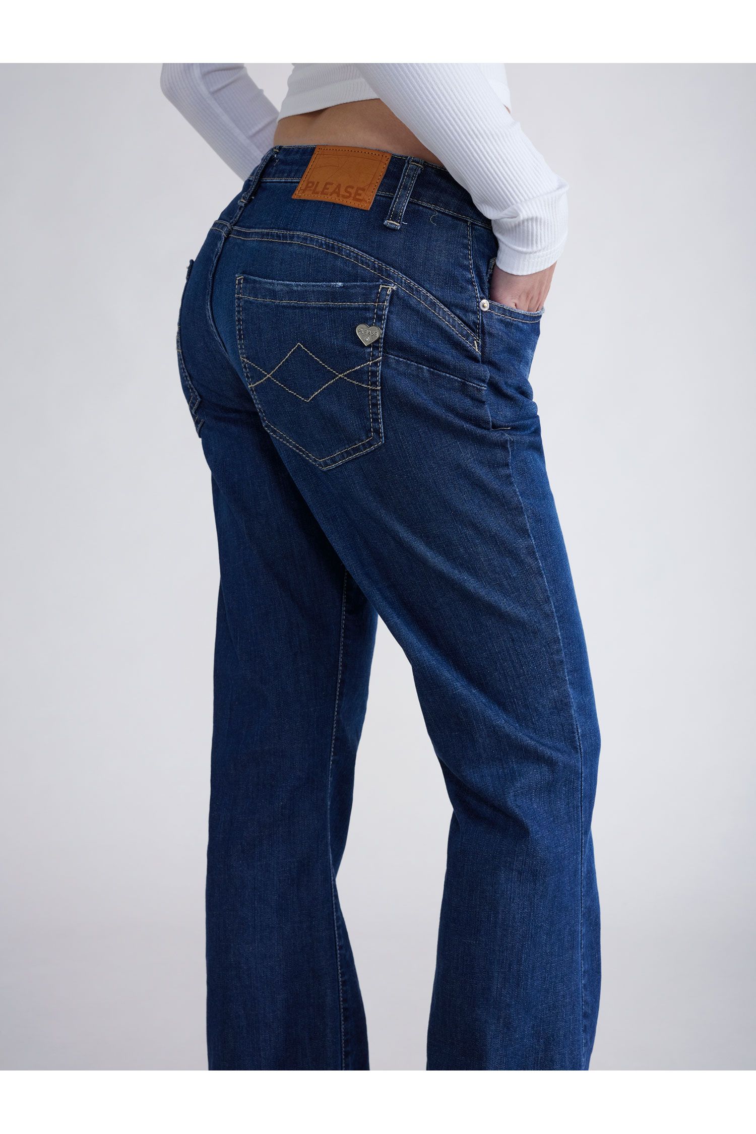 Please - Flared Low-Rise Jean - Blu Denim