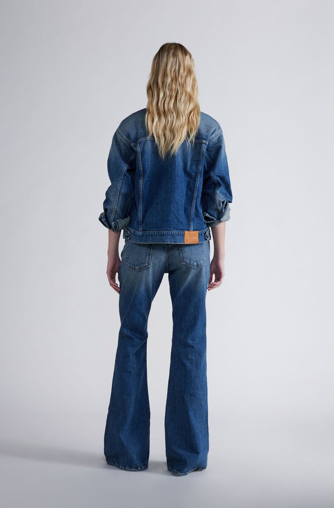 Please - Faded-Effect Palazzo Jean - Blu Denim
