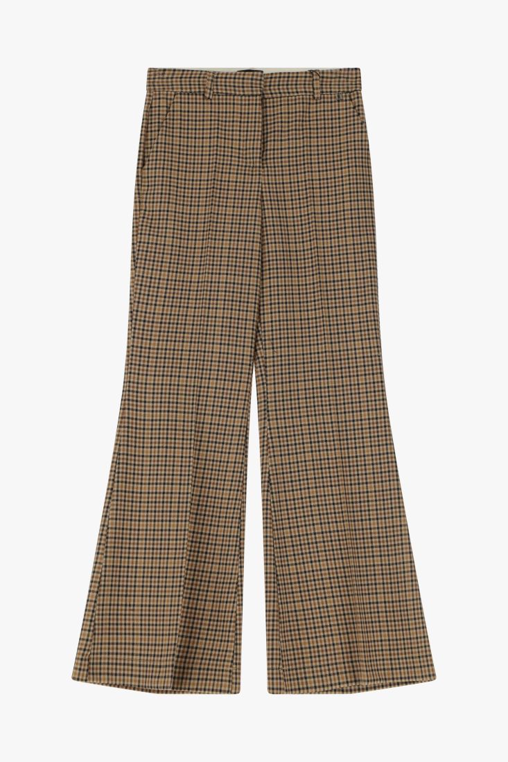 Dixie - Flared Checkered Pant - Moro