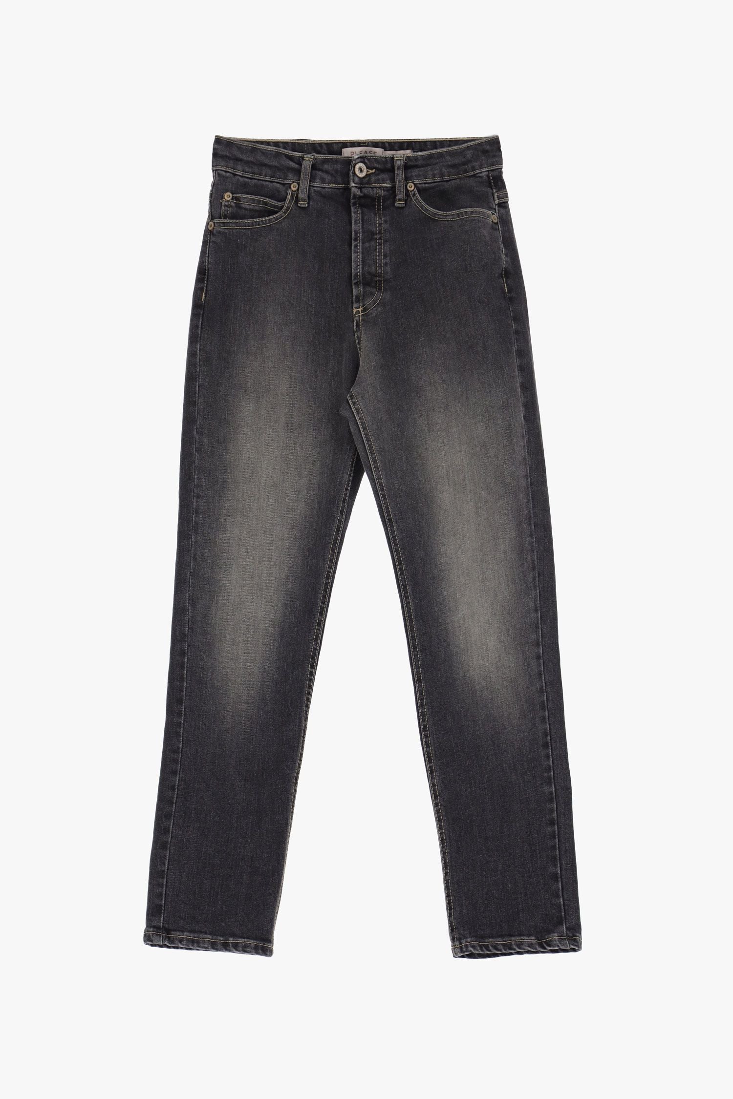 Please - Cropped Faded-Effect Straight Jean - Nero Denim