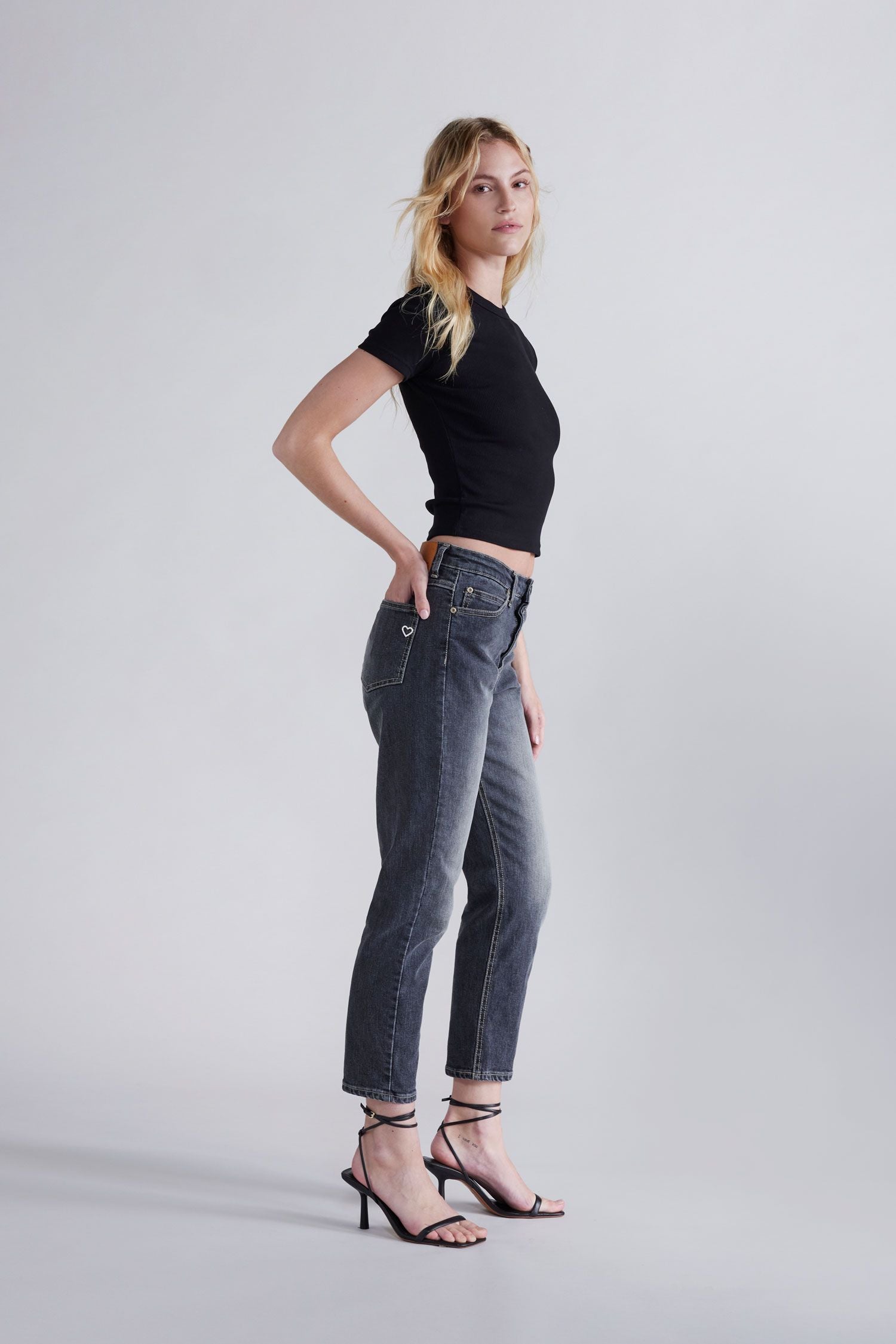Please - Cropped Faded-Effect Straight Jean - Nero Denim