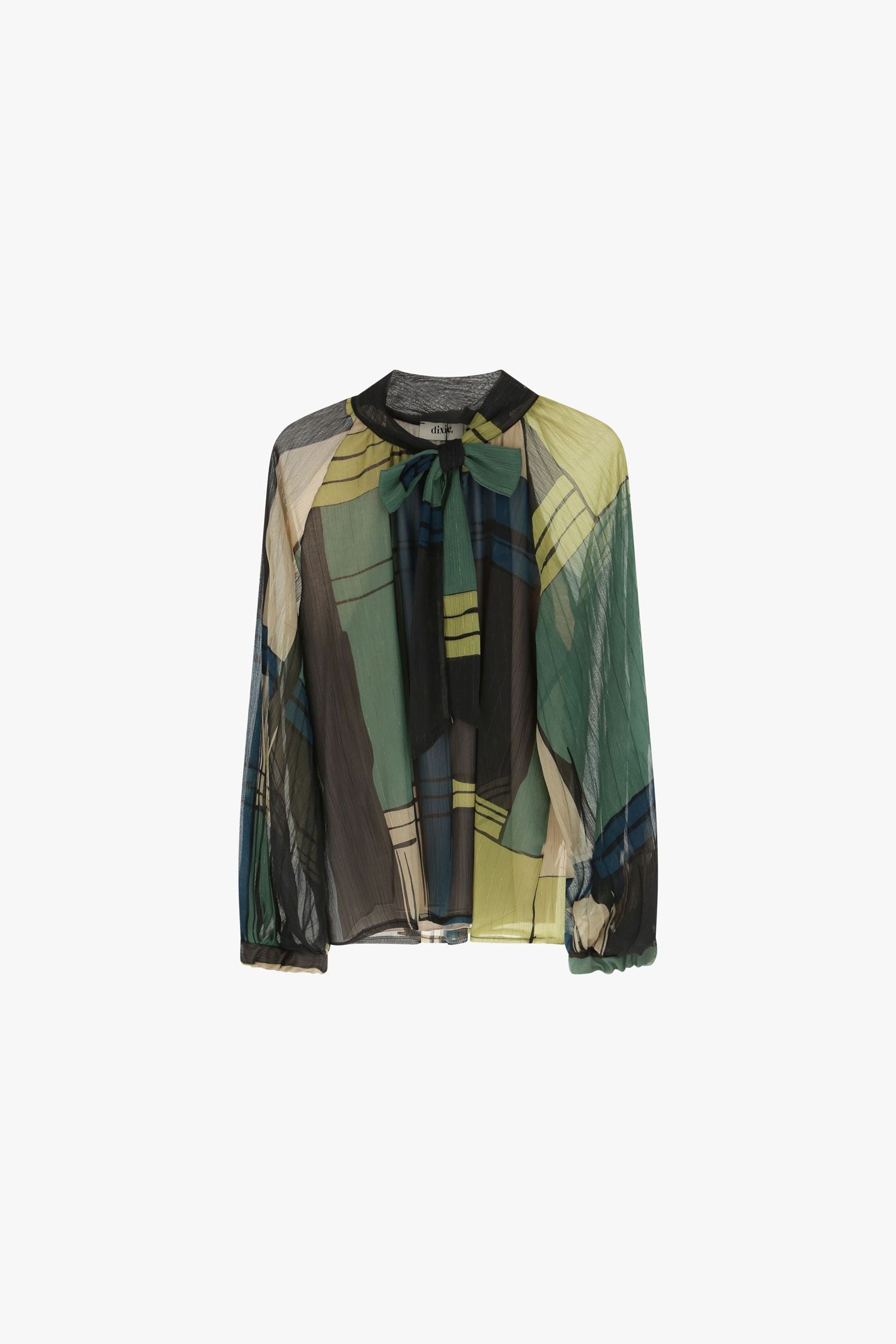 Dixie - Pussy-Bow Abstract LS Blouse - Multi