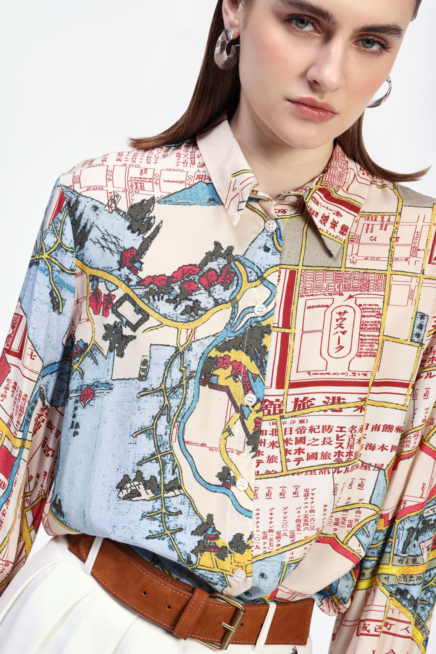 Dixie - City Print Shirt - Red Multi