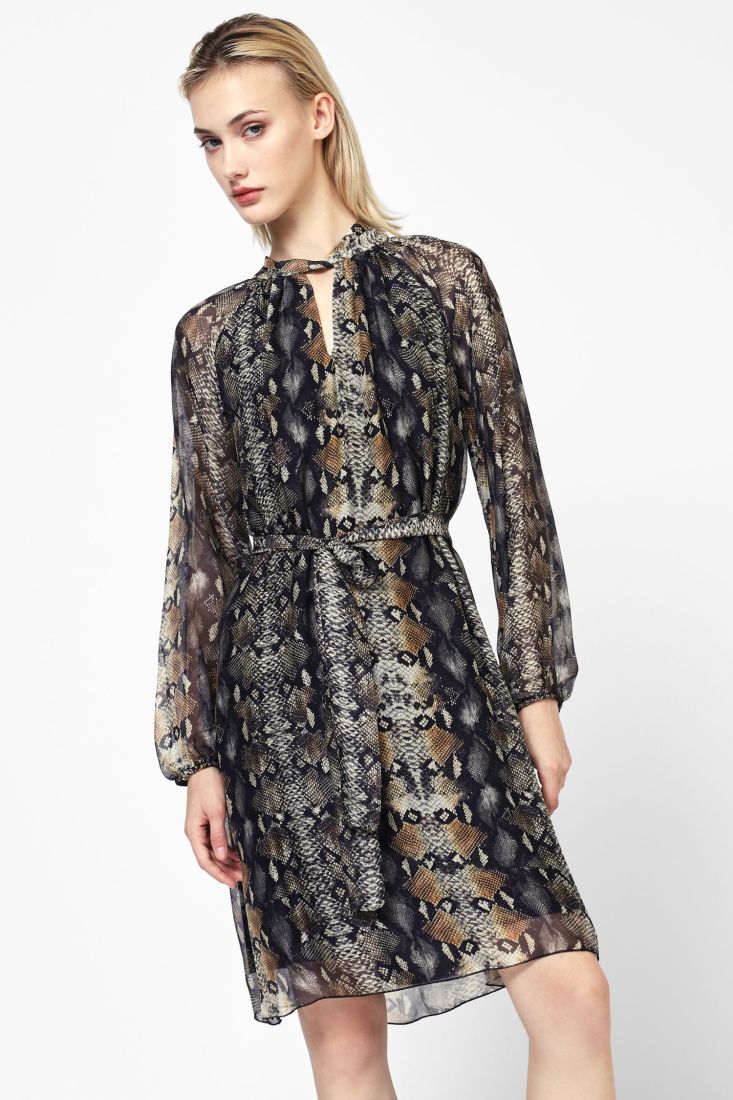 Dixie - Serpent Dress - Black/Tan