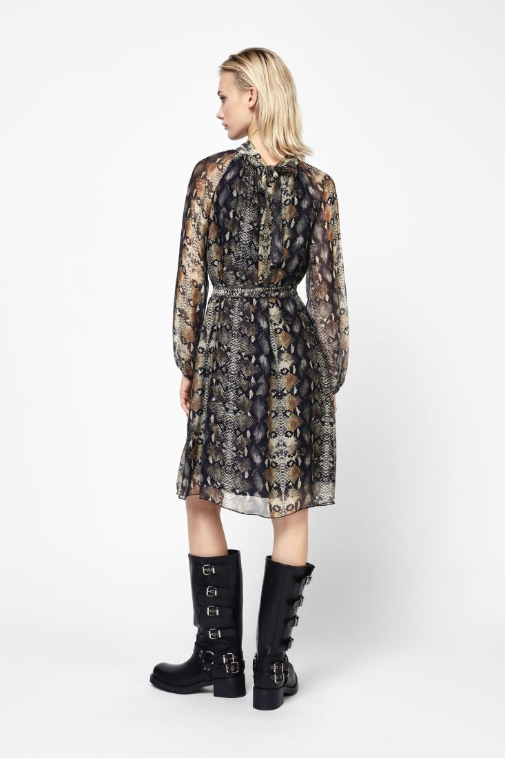 Dixie - Serpent Dress - Black/Tan