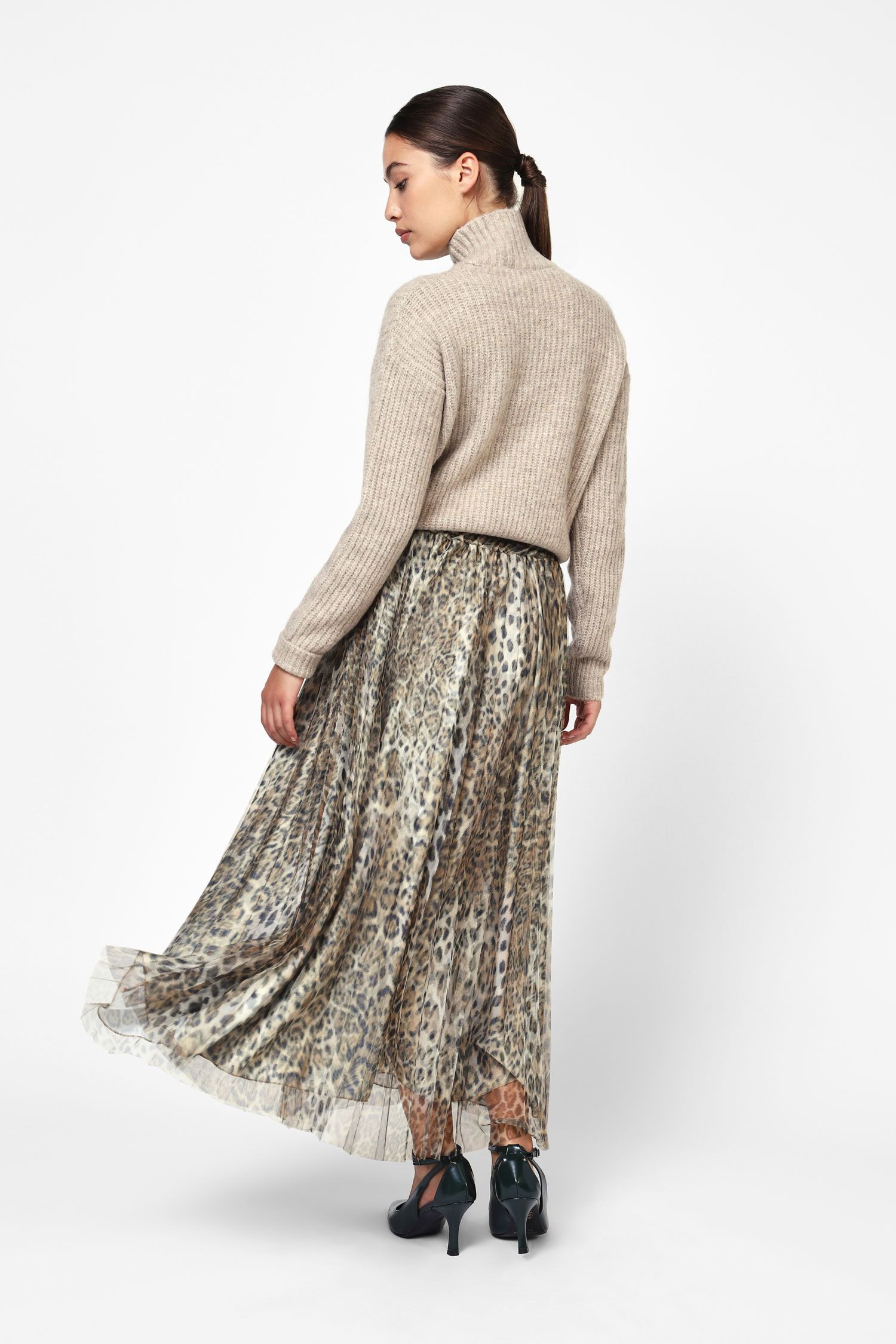 Dixie - Animal Print Skirt - Black/Tan