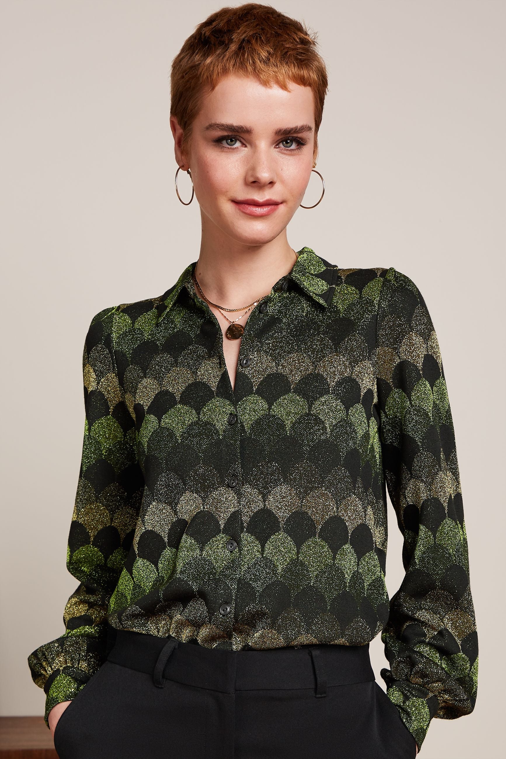 King Louie - Maisie Blouse Diva Jacquard - Olive Green