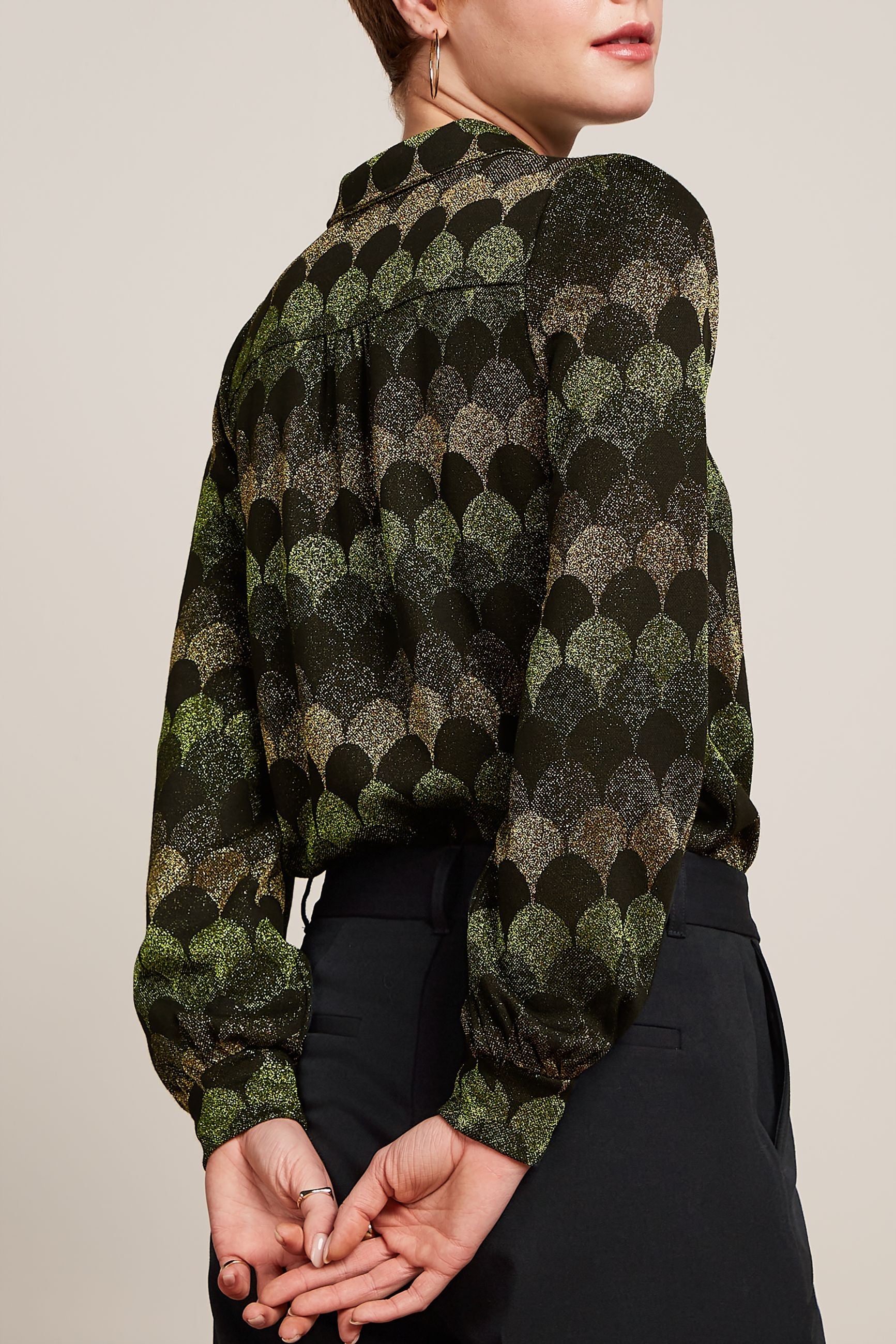King Louie - Maisie Blouse Diva Jacquard - Olive Green