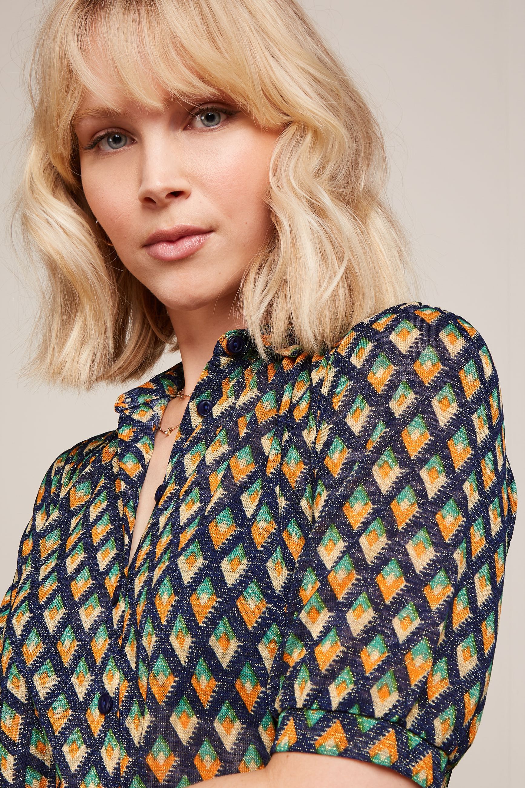 King Louie - Carina Blouse Pebble - Evening Blue