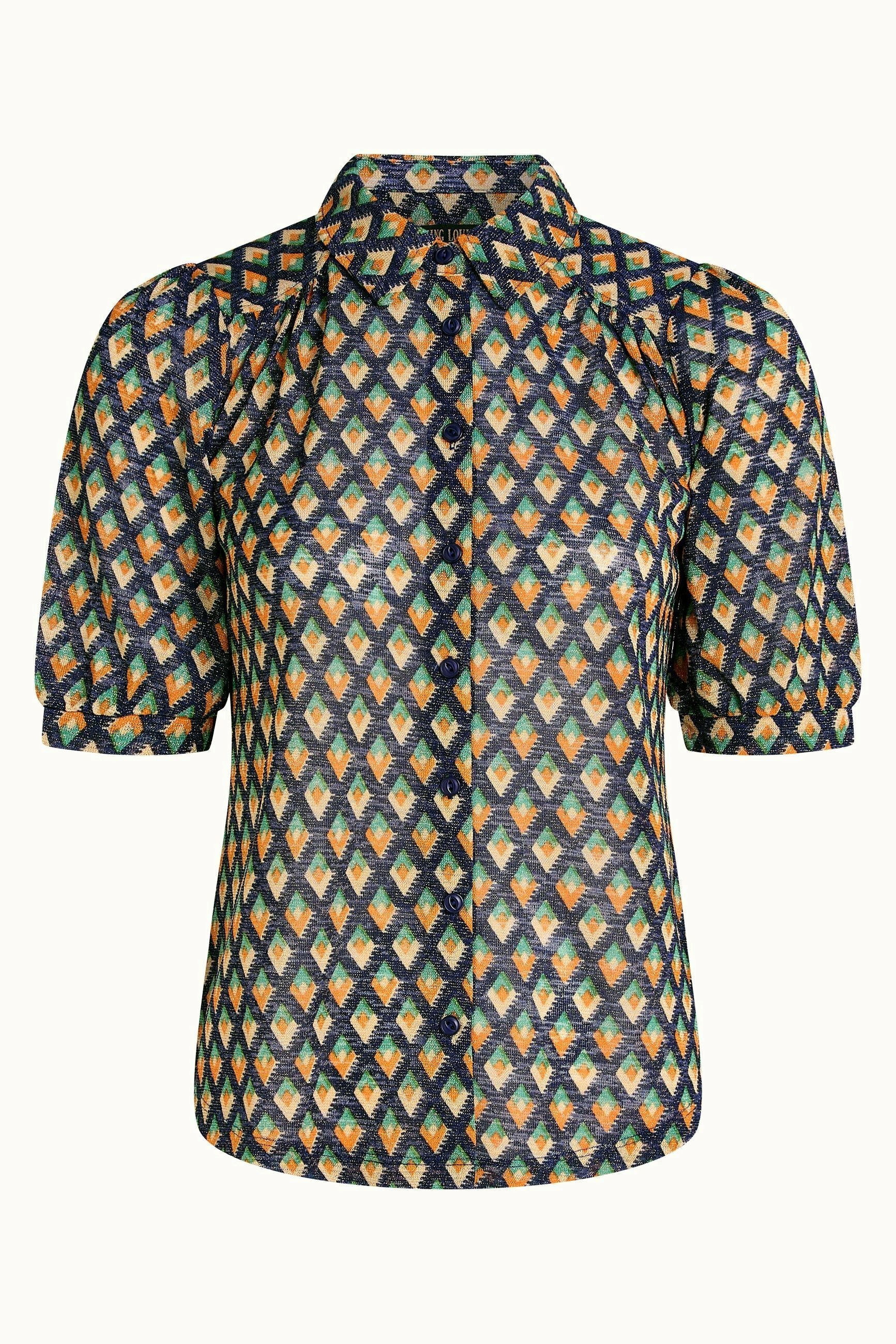 King Louie - Carina Blouse Pebble - Evening Blue