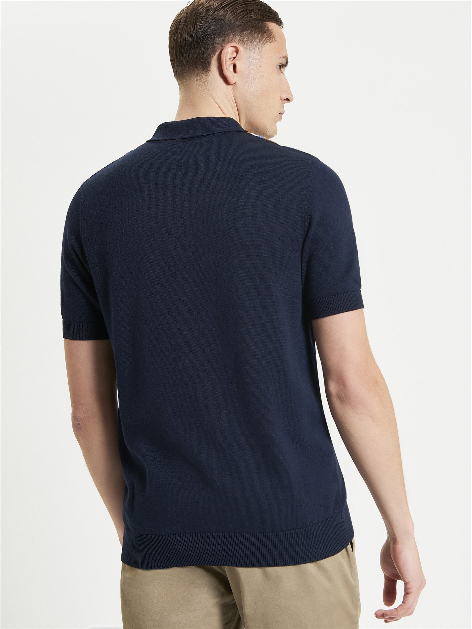 Ben Sherman - Vertical Stripe Knitted Polo - Dark Navy