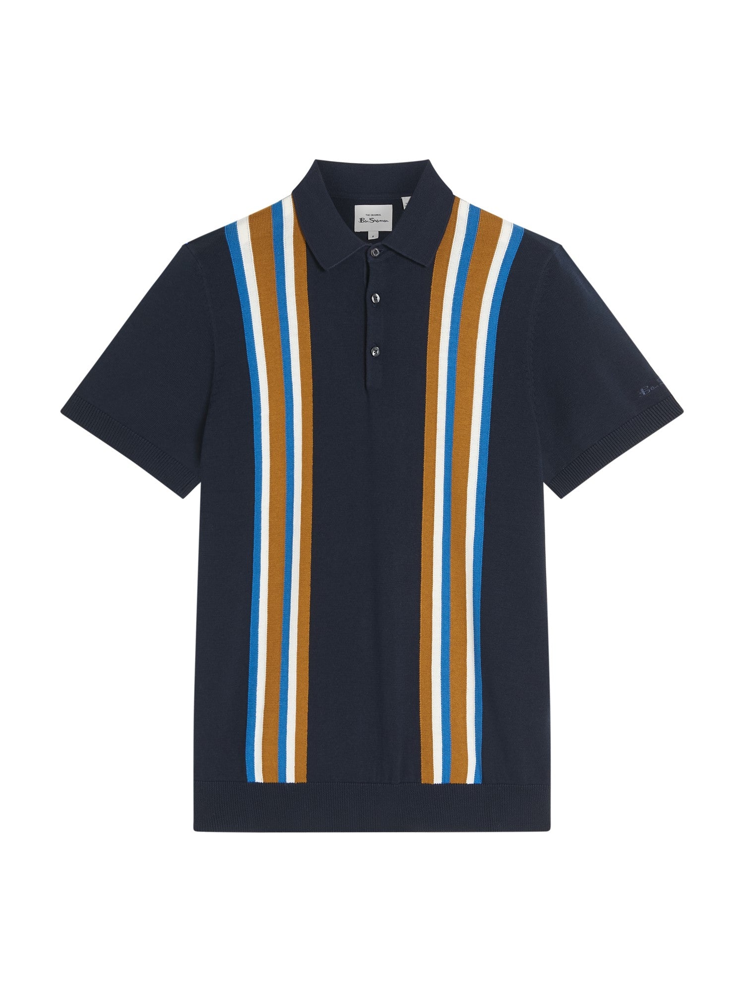 Ben Sherman - Vertical Stripe Knitted Polo - Dark Navy