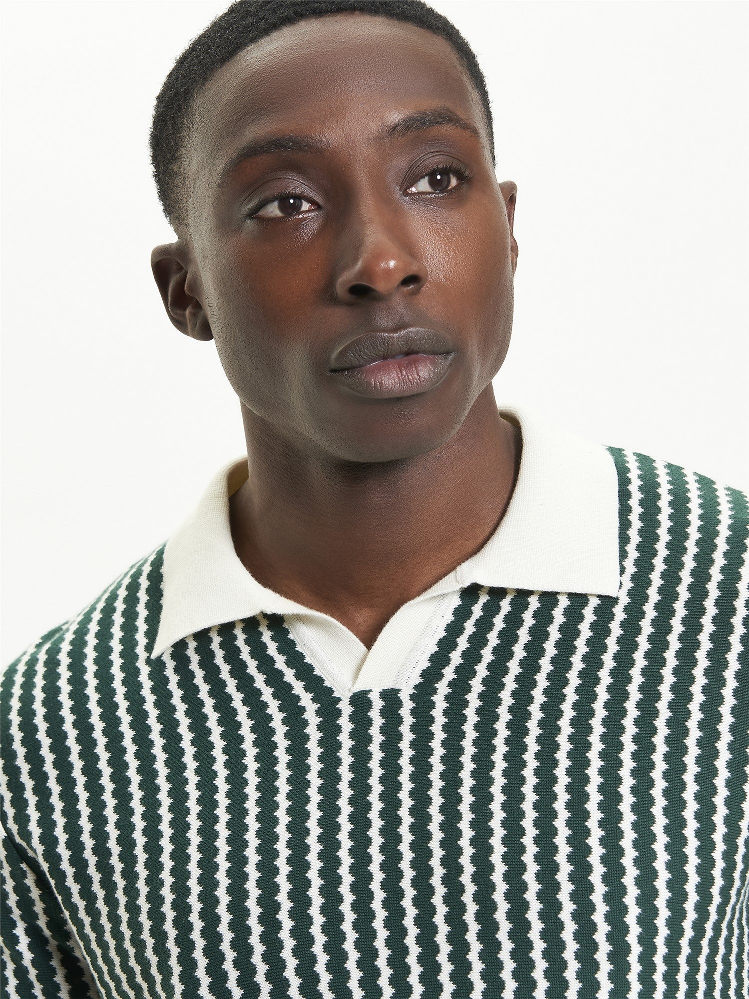 Ben Sherman - Vertical Wave Knitted Polo - Snow White
