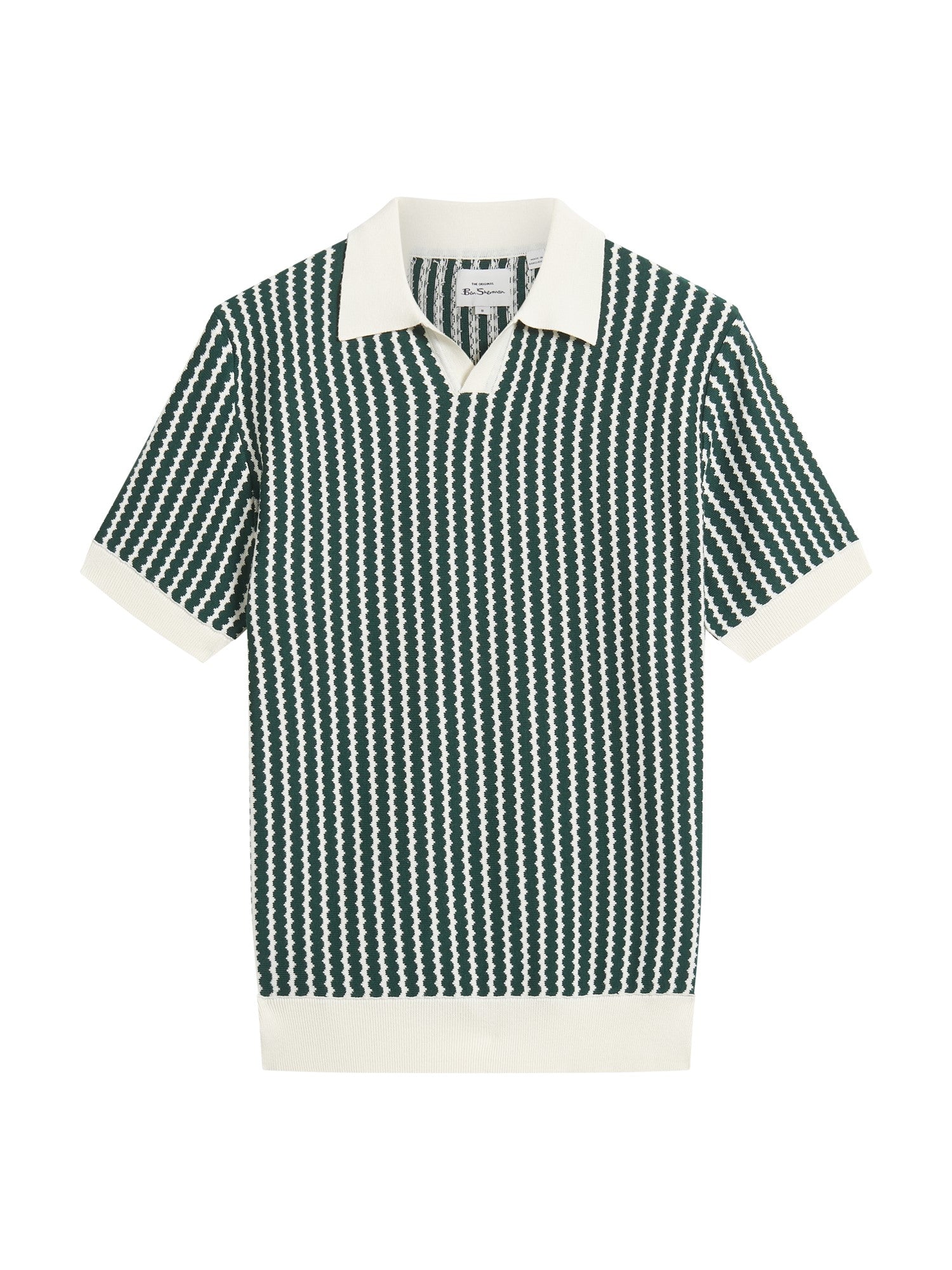 Ben Sherman - Vertical Wave Knitted Polo - Snow White