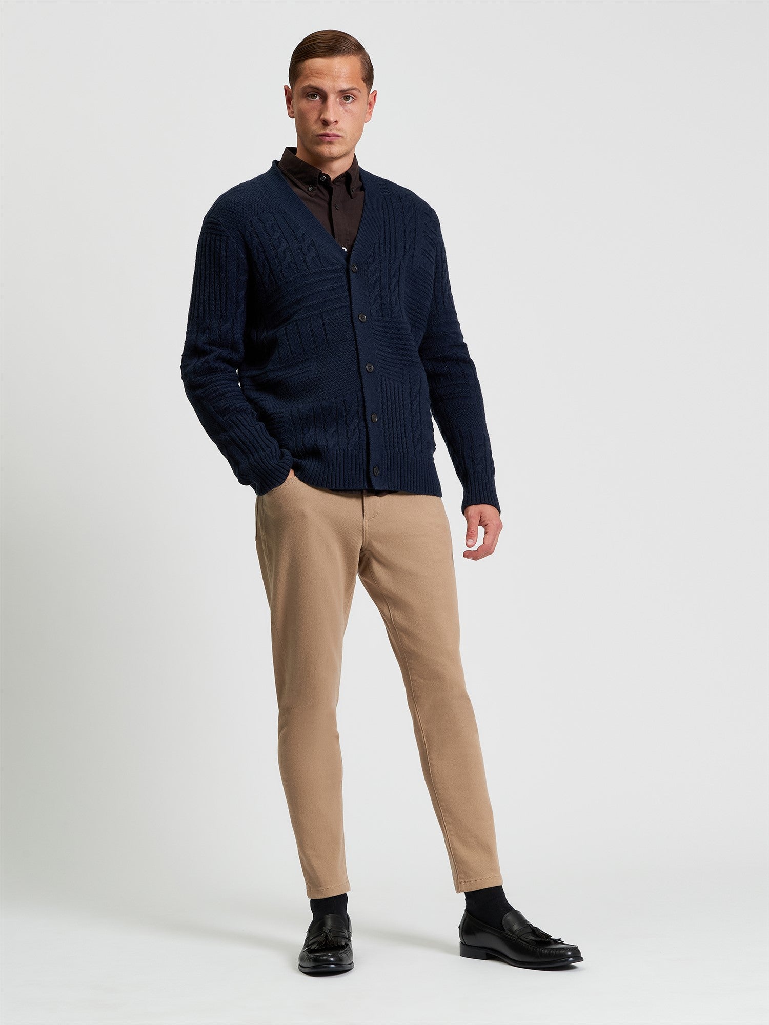 Ben Sherman - Texture Block Cardigan - Dark Navy