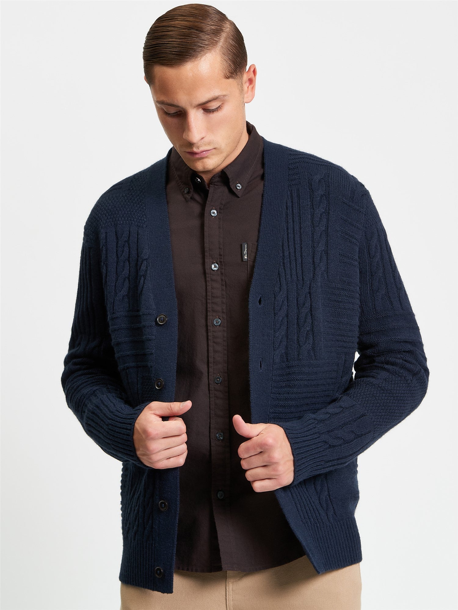 Ben Sherman - Texture Block Cardigan - Dark Navy