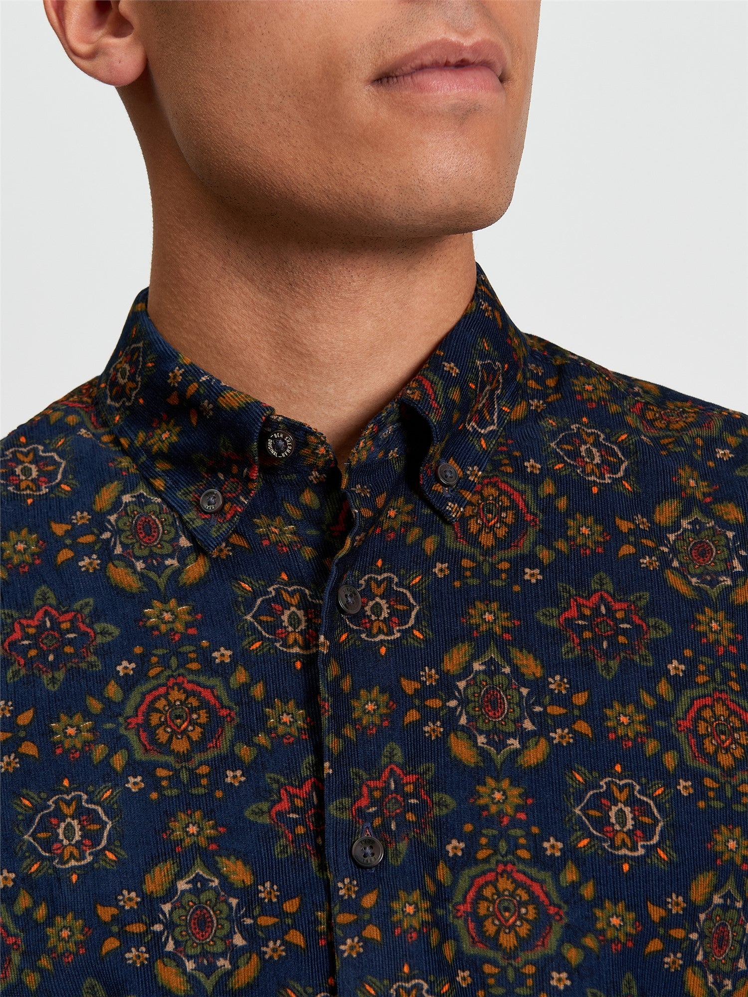 Ben Sherman - Foulard Print Cord LS Shirt - Khaki