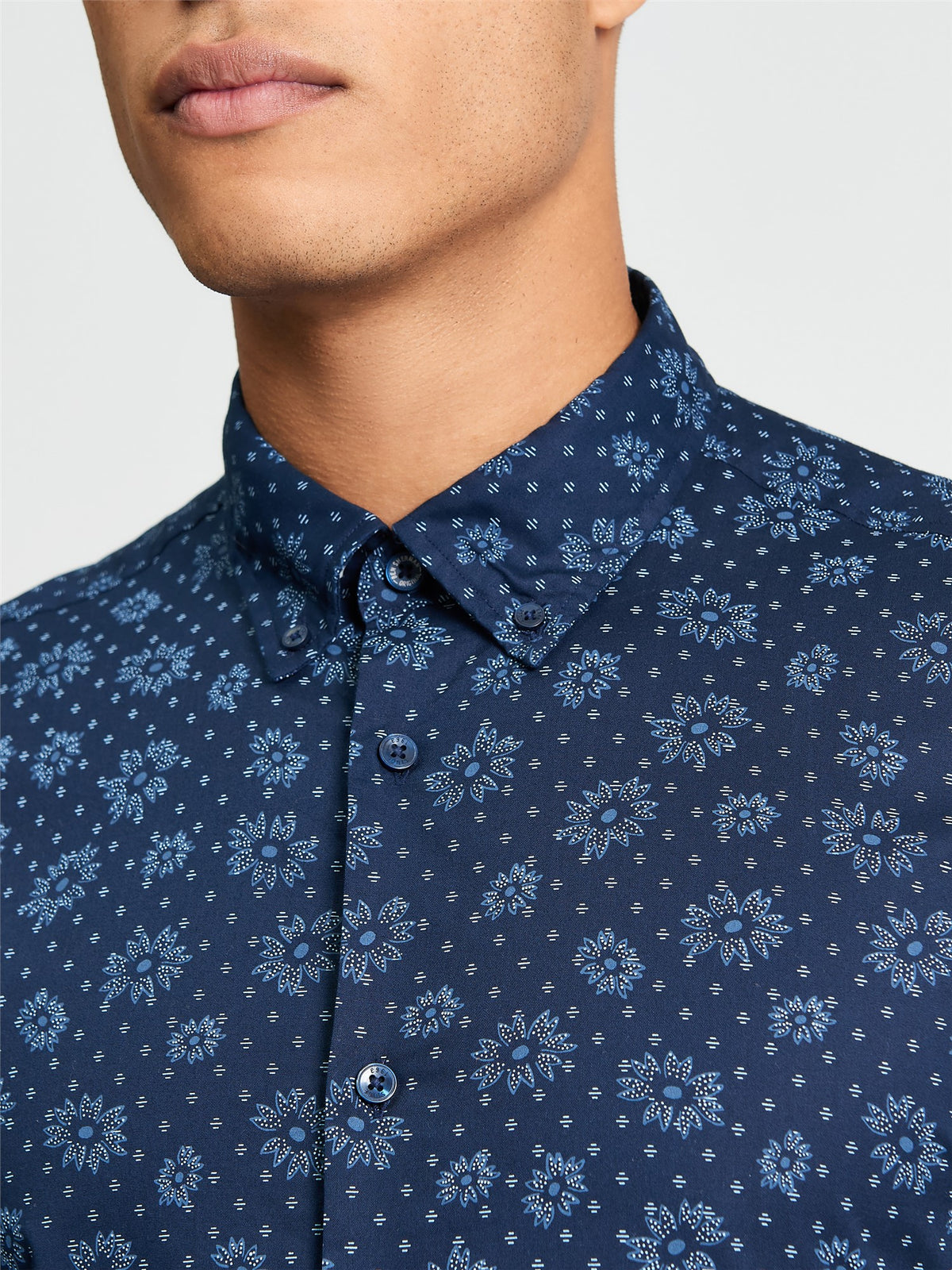 Ben Sherman - Floral Geo Print SS Shirt - Dark Navy