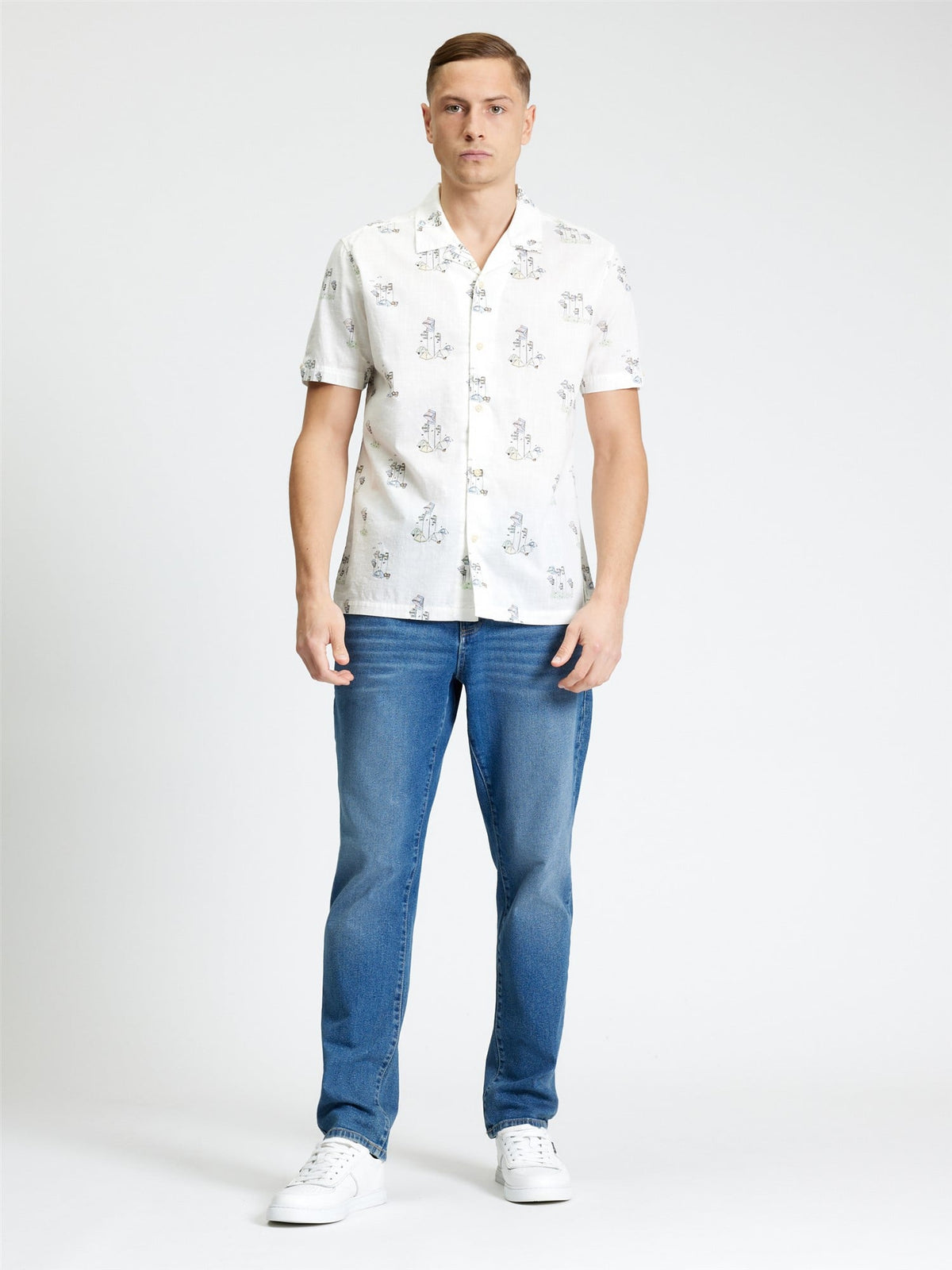 Ben Sherman - Festival Camping Print SS Shirt - Snow White