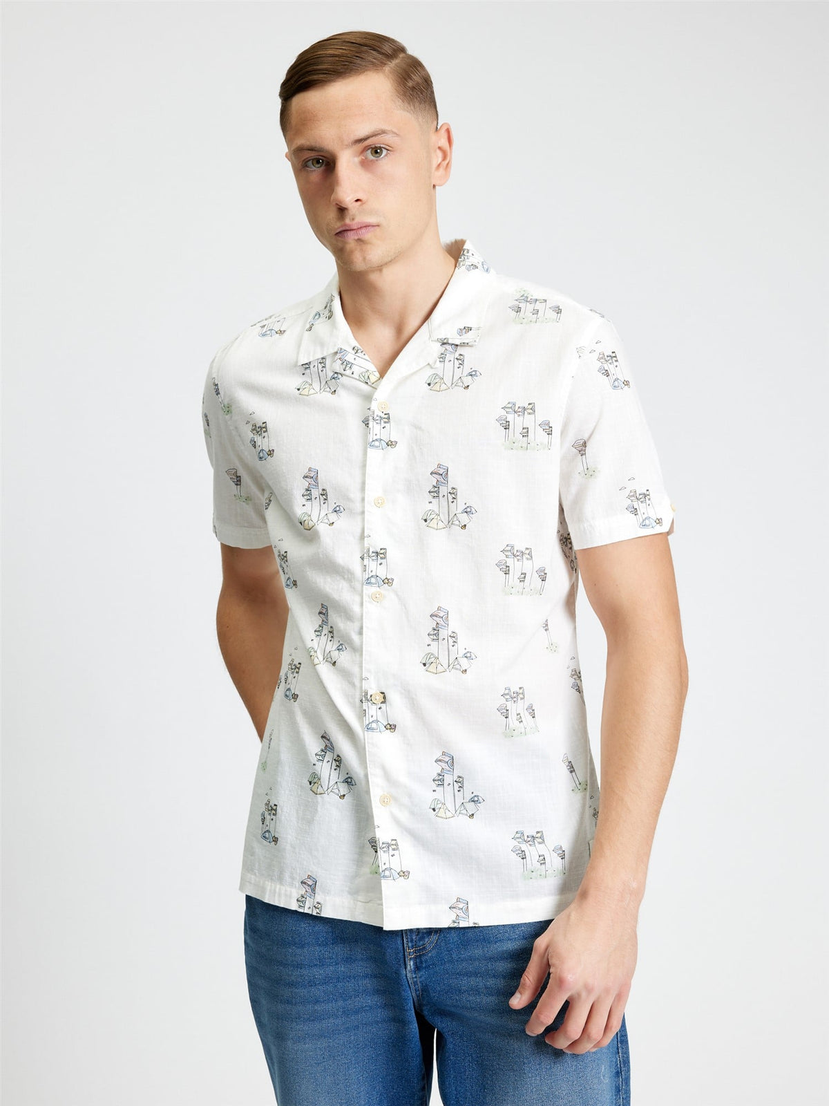 Ben Sherman - Festival Camping Print SS Shirt - Snow White