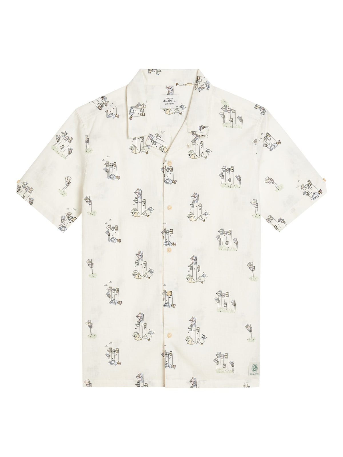 Ben Sherman - Festival Camping Print SS Shirt - Snow White