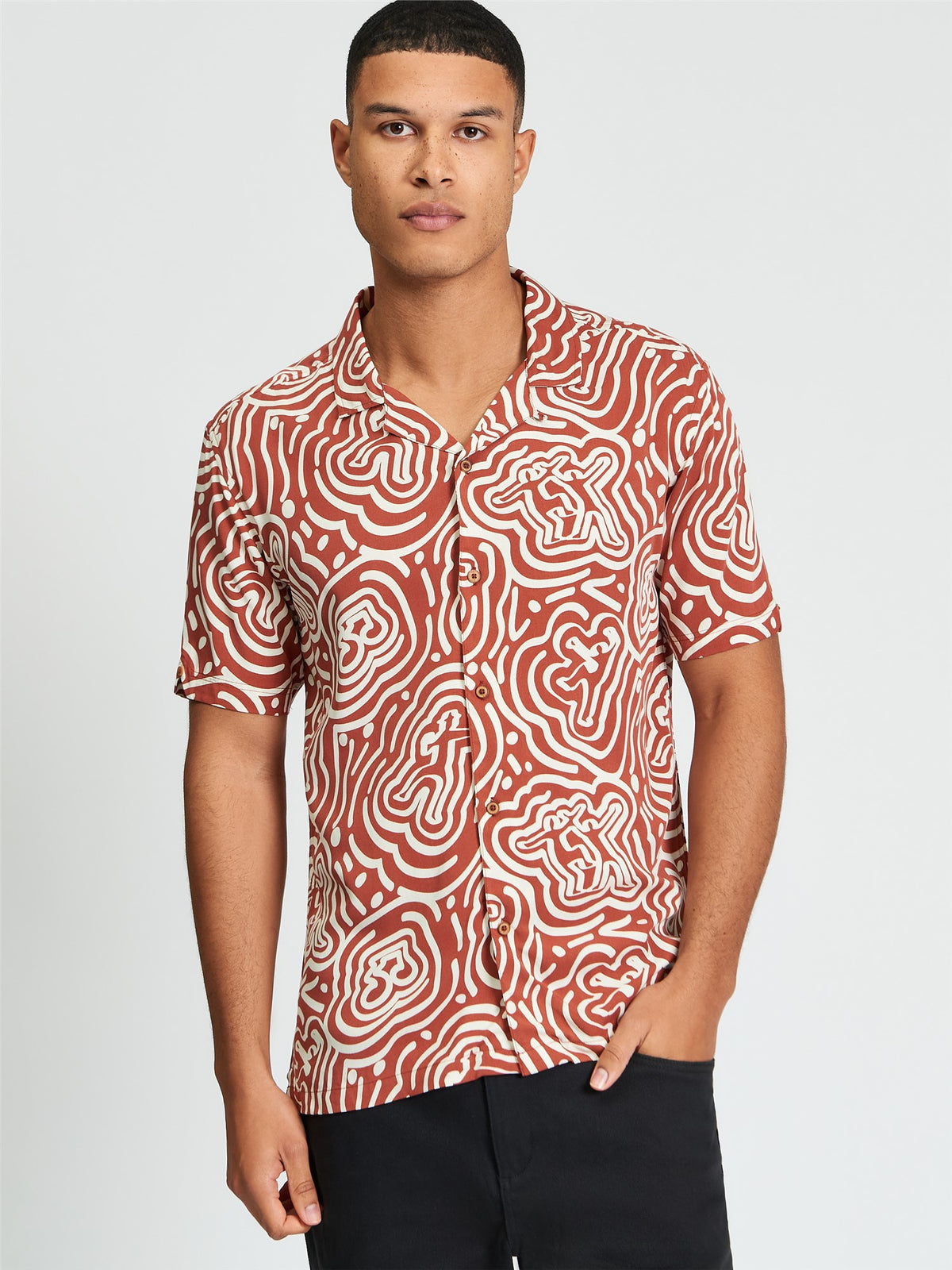 Ben Sherman - Dancer Geo Print SS Shirt - Cinnamon