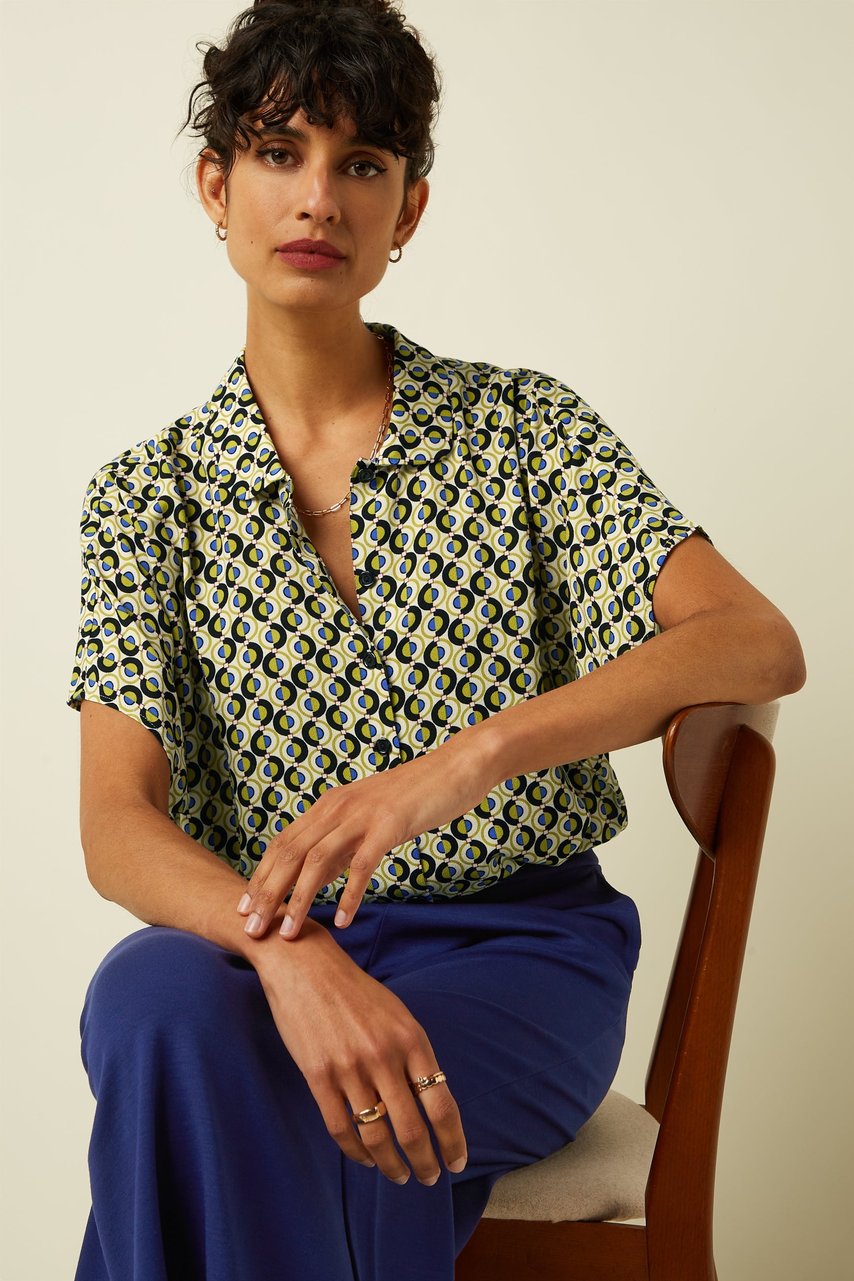 King Louie - Shay Blouse Dottie - Cream