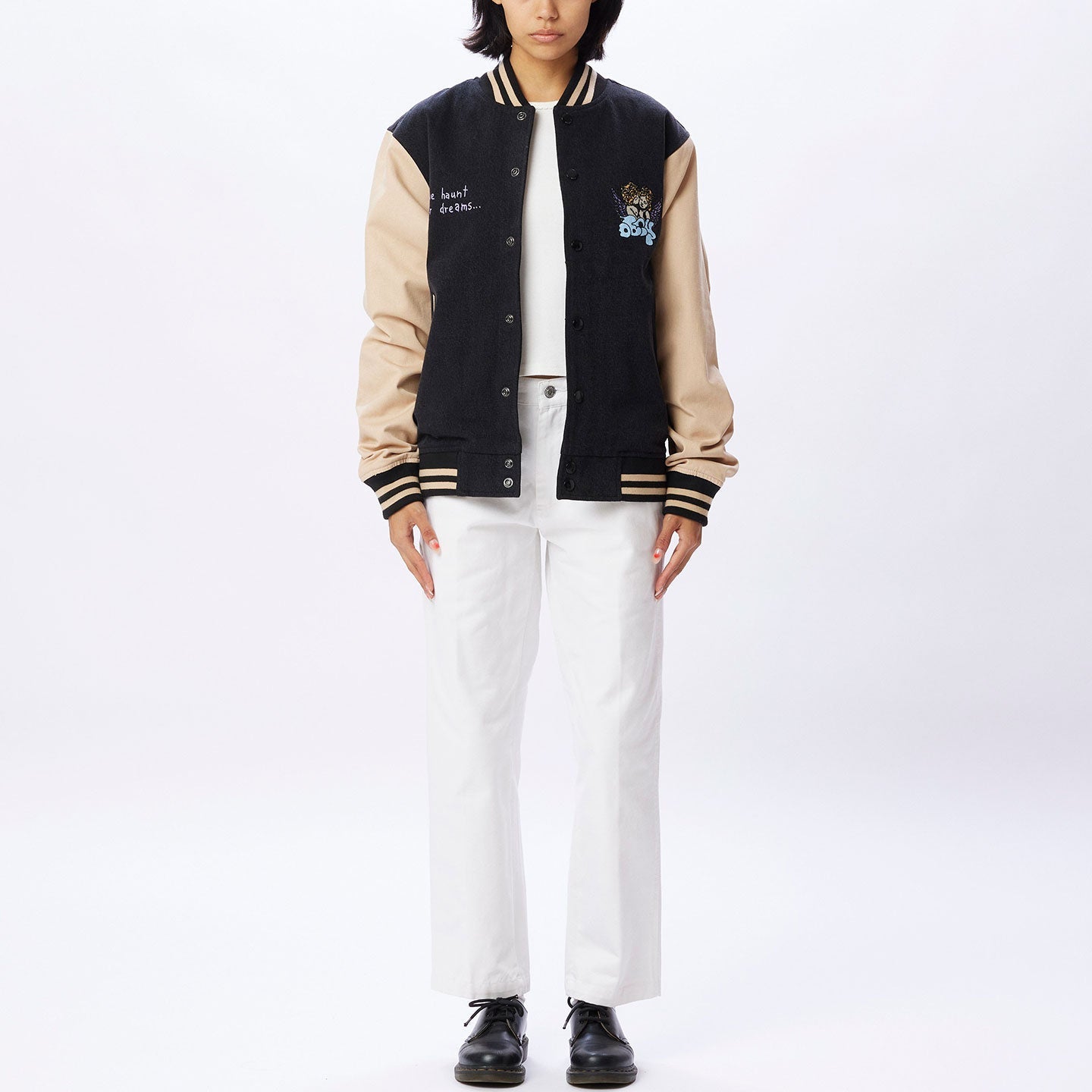 Obey - Care Denim Varsity Jacket - Dusty Black Multi