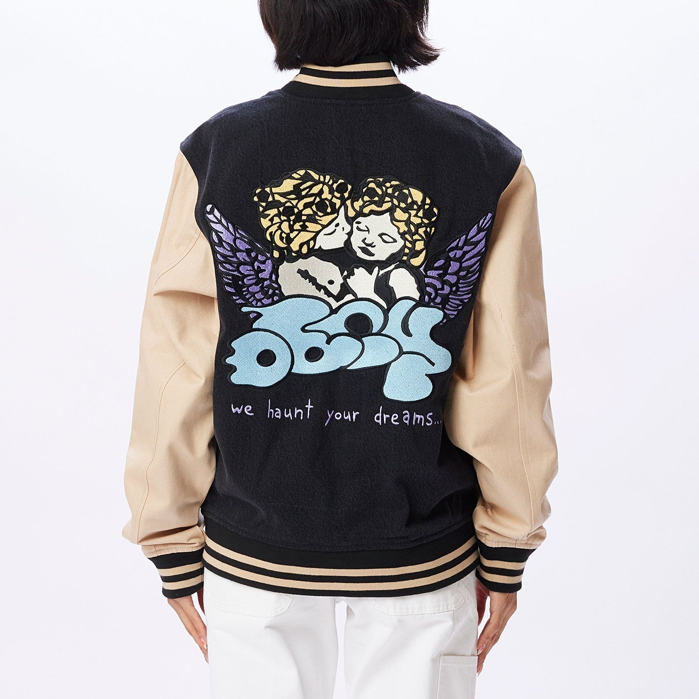 Obey - Care Denim Varsity Jacket - Dusty Black Multi