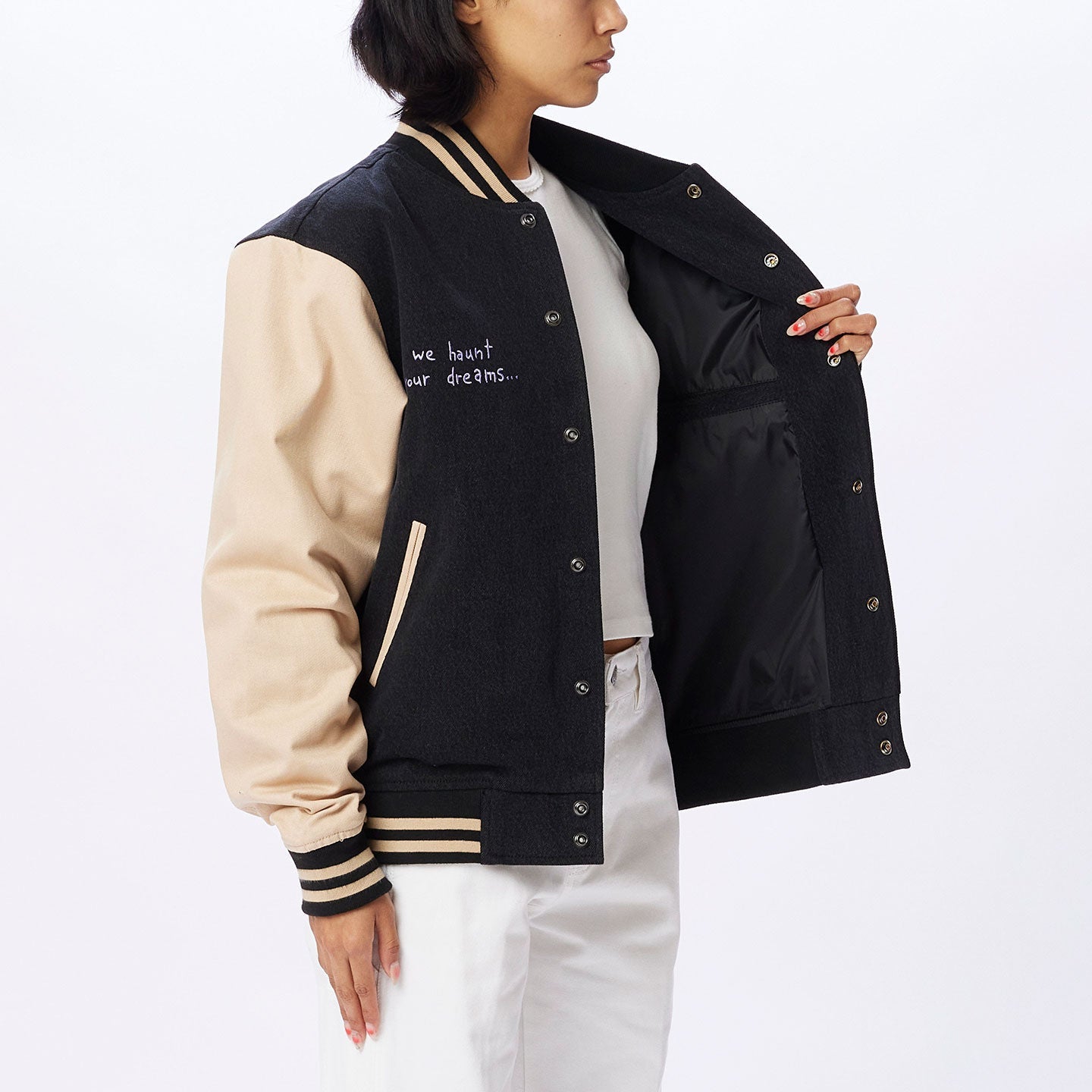 Obey - Care Denim Varsity Jacket - Dusty Black Multi