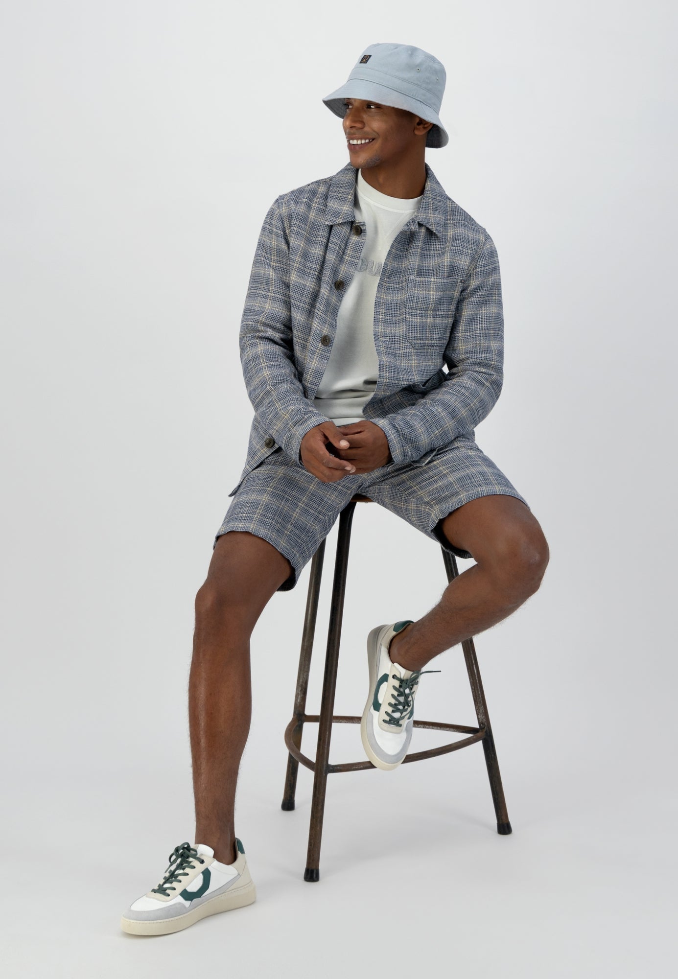Dstrezzed - Fancy Check Railway Jacket - Light Grey
