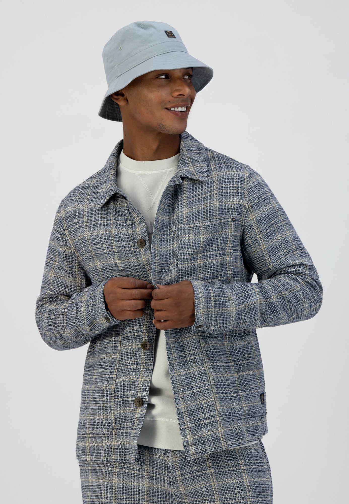 Dstrezzed - Fancy Check Railway Jacket - Light Grey