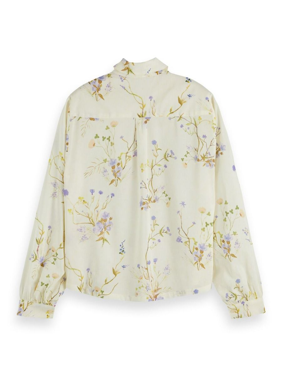 Maison Scotch - Printed Balloon Sleeve Shirt - White/Multi