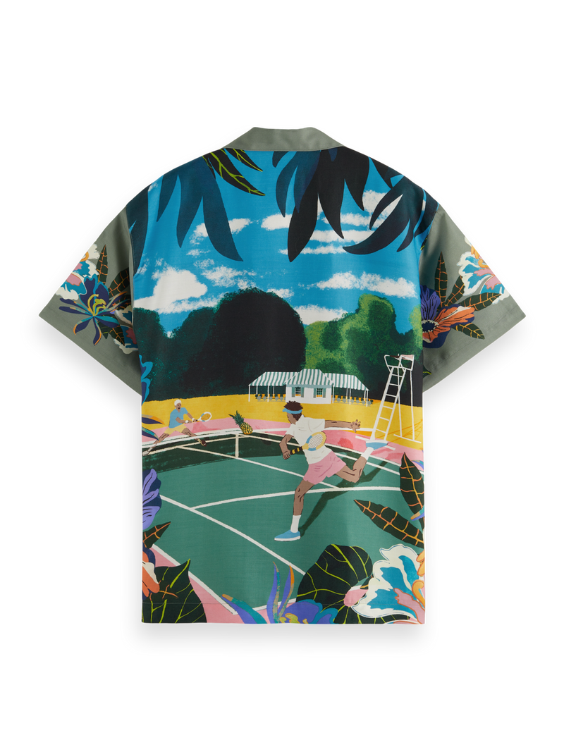 Scotch & Soda - Printed Camp SS Shirt - Green Tennis
