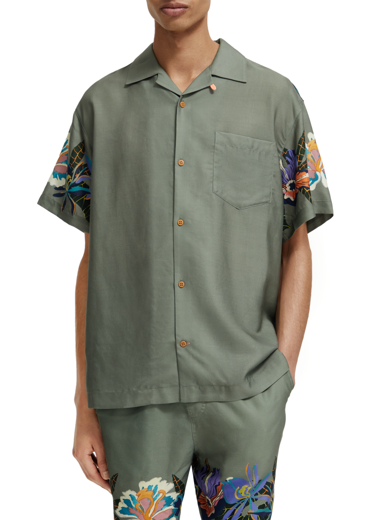 Scotch & Soda - Printed Camp SS Shirt - Green Tennis