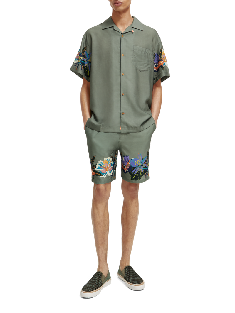 Scotch & Soda - Printed Camp SS Shirt - Green Tennis