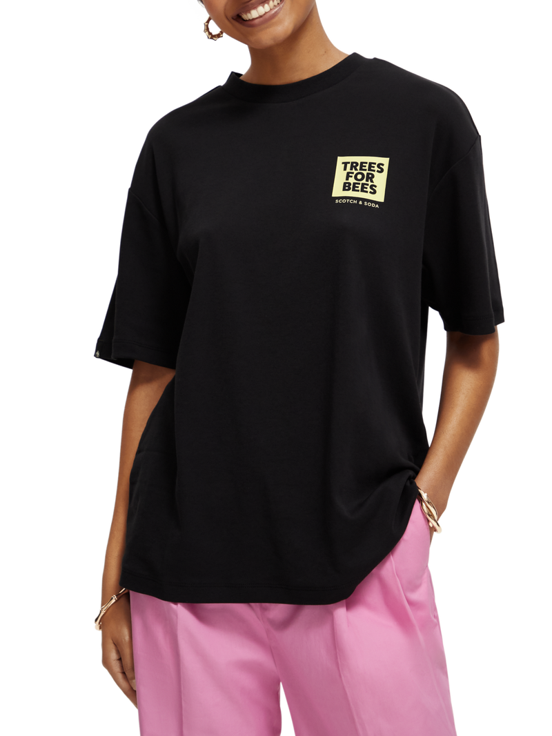 Maison Scotch - Loose Fit Bee-Free Graphic Tee - Black