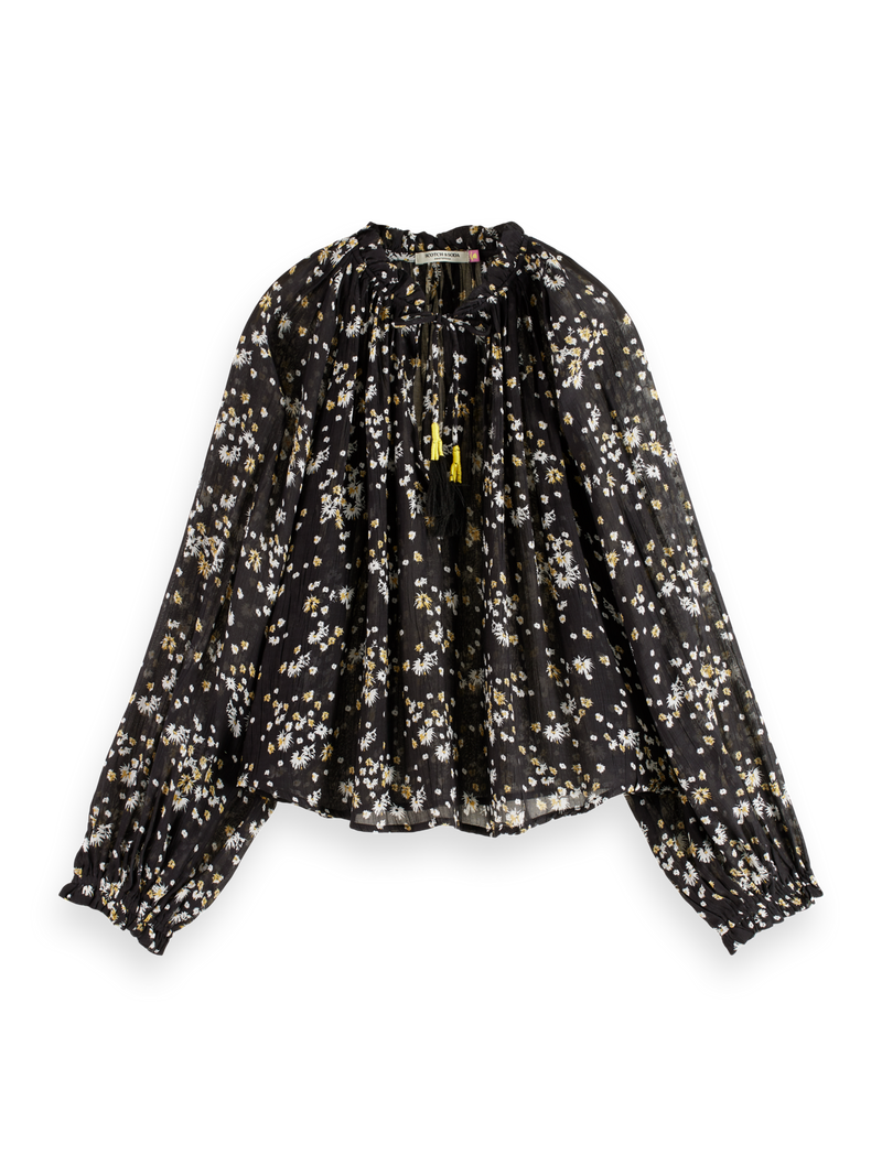 Maison Scotch - Ruffled Collar Blouse - Dandelion Black