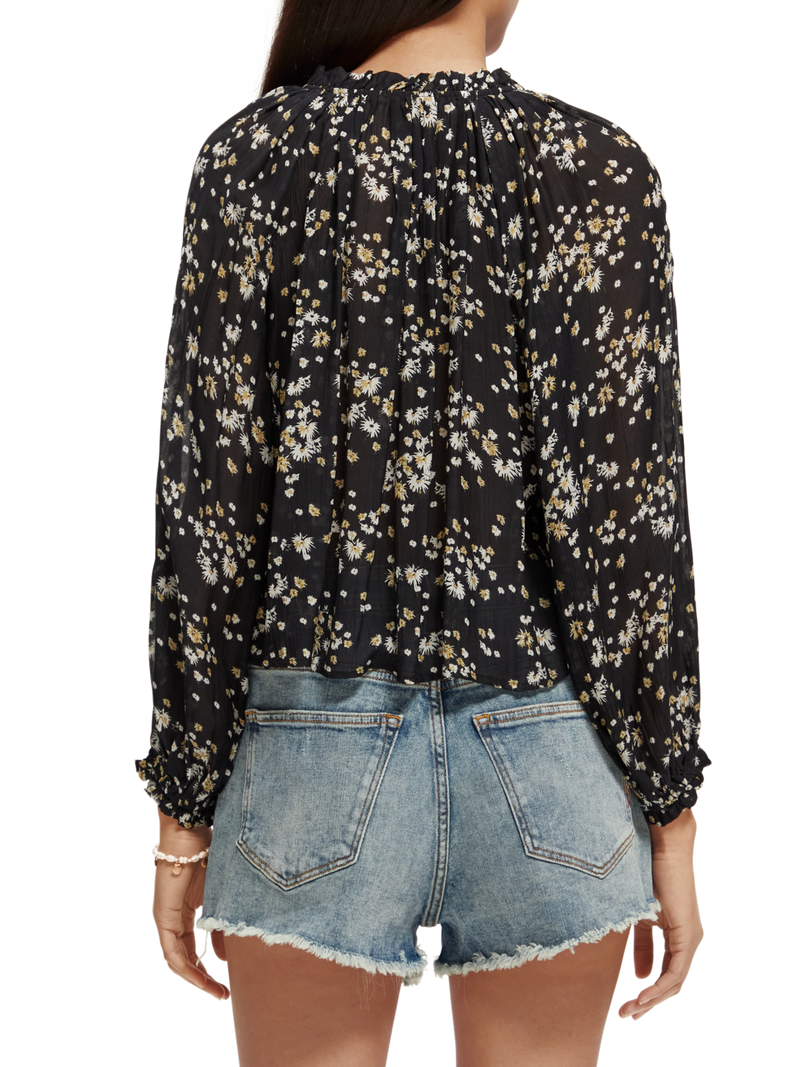 Maison Scotch - Ruffled Collar Blouse - Dandelion Black