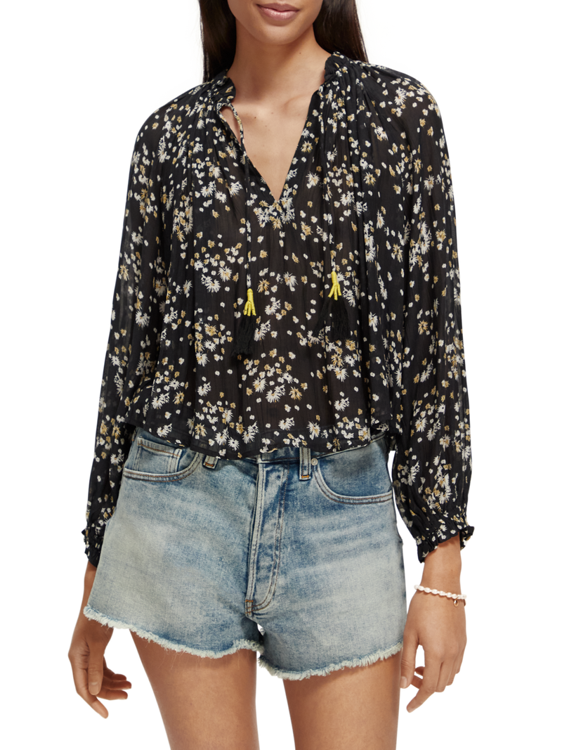 Maison Scotch - Ruffled Collar Blouse - Dandelion Black