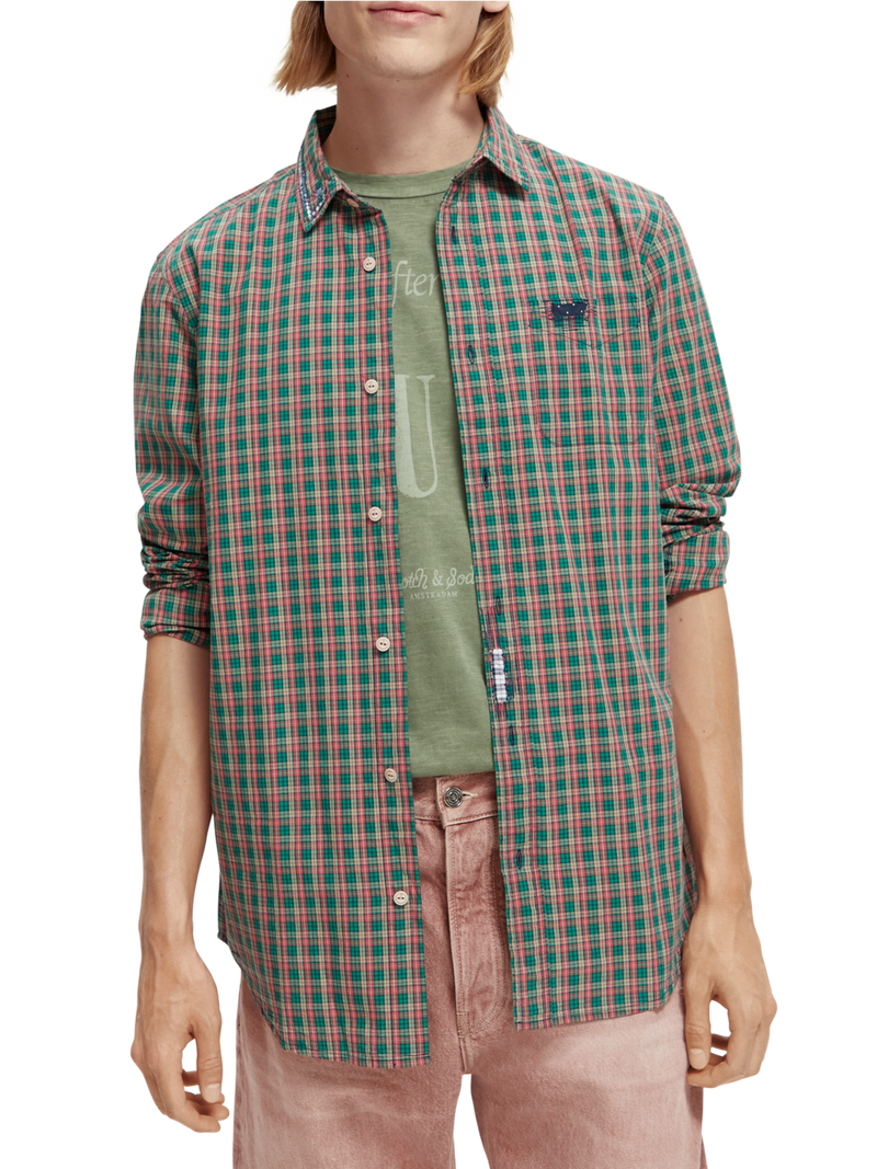 Scotch & Soda - Regular Fit Check Poplin Shirt - Green/Red/Tan