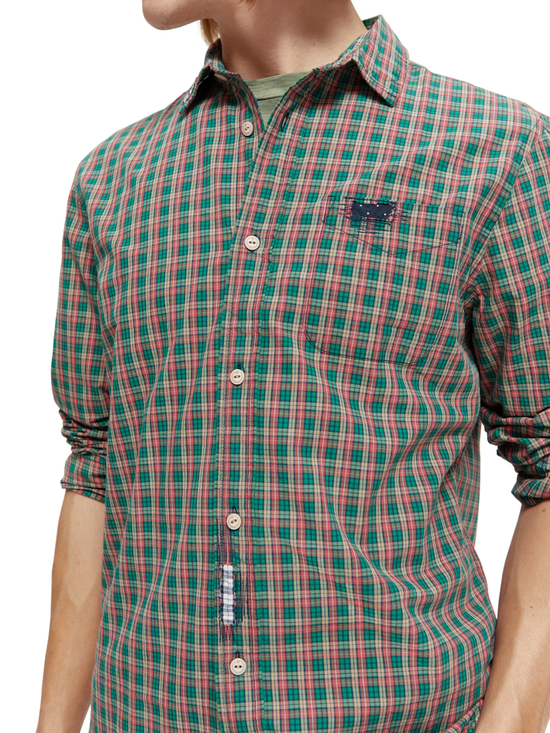 Scotch & Soda - Regular Fit Check Poplin Shirt - Green/Red/Tan