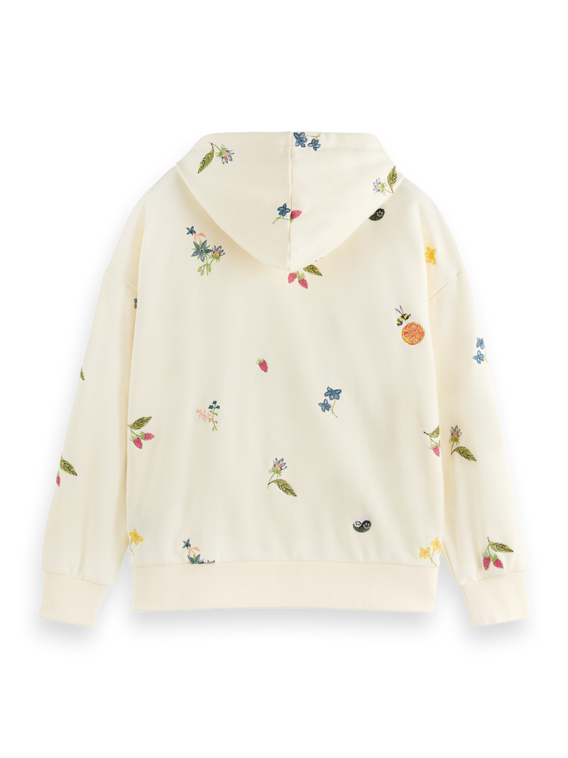 Maison Scotch - Oversized Embroidered Hoodie - Vanilla White