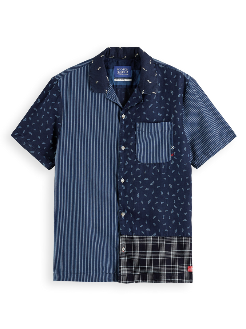 Scotch & Soda - Patchwork Camp SS Shirt - Indigo Allover